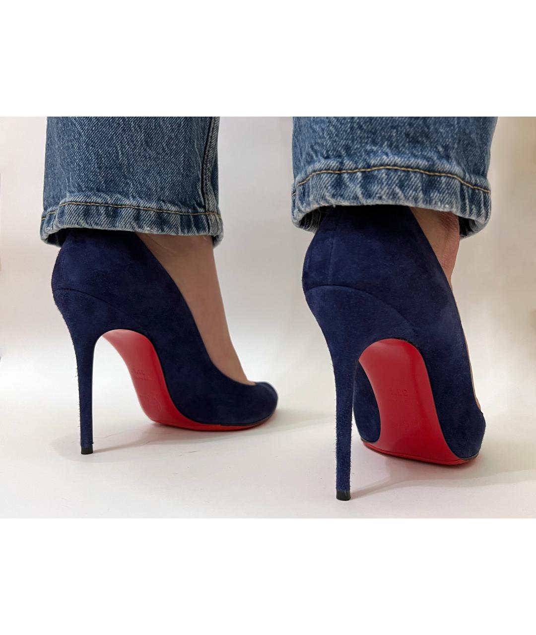 CHRISTIAN LOUBOUTIN Синие замшевые туфли, фото 7