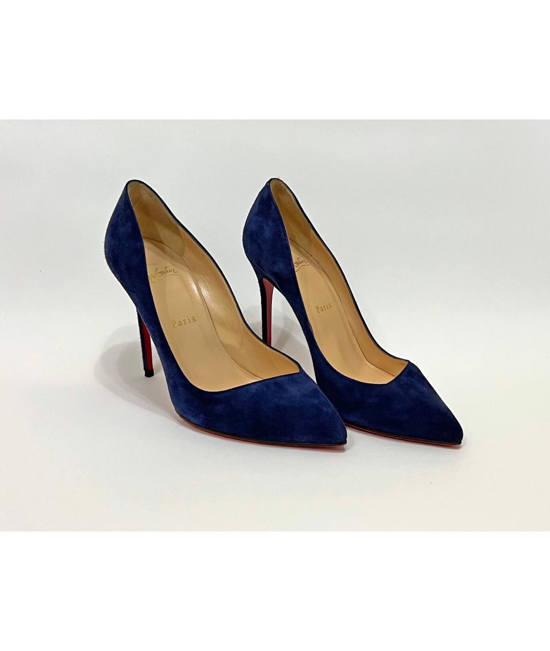 CHRISTIAN LOUBOUTIN Синие замшевые туфли, фото 2