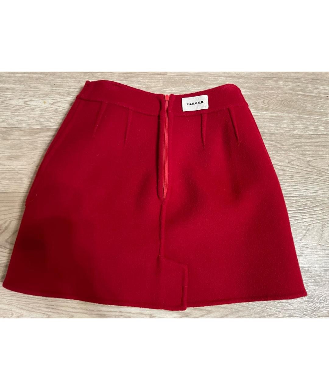 P.A.R.O.S.H. Красная шерстяная юбка мини, фото 4