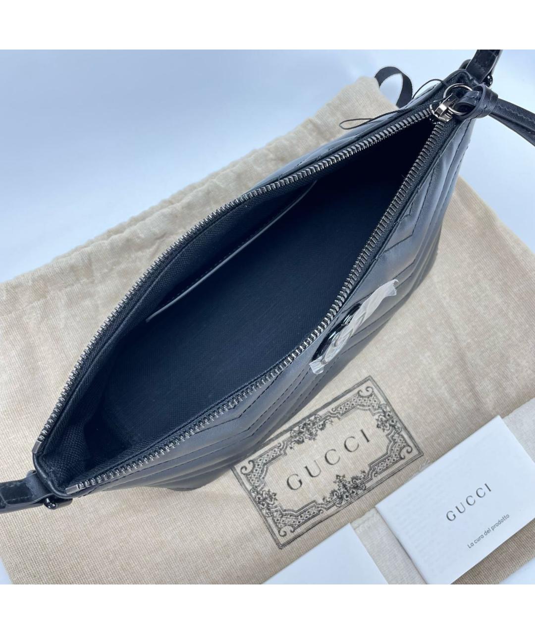 GUCCI Черная кожаная сумка с короткими ручками, фото 5