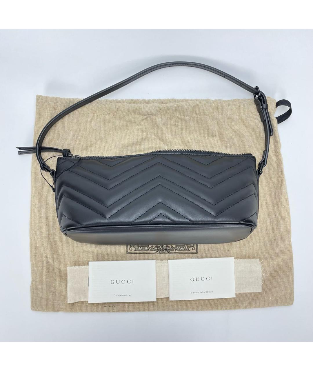 GUCCI Черная кожаная сумка с короткими ручками, фото 4