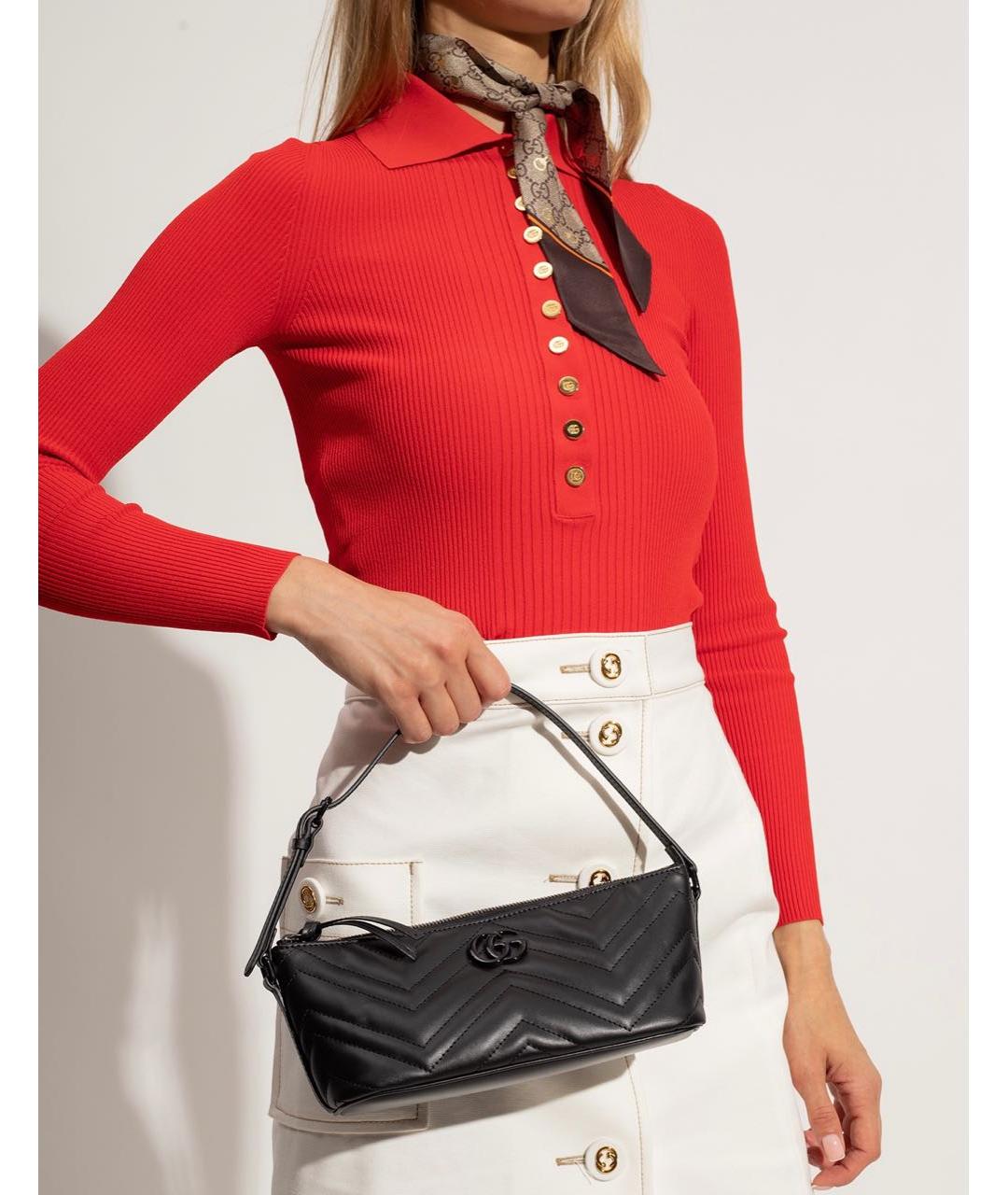 GUCCI Черная кожаная сумка с короткими ручками, фото 3