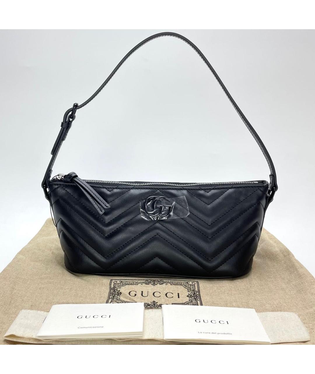 GUCCI Черная кожаная сумка с короткими ручками, фото 2