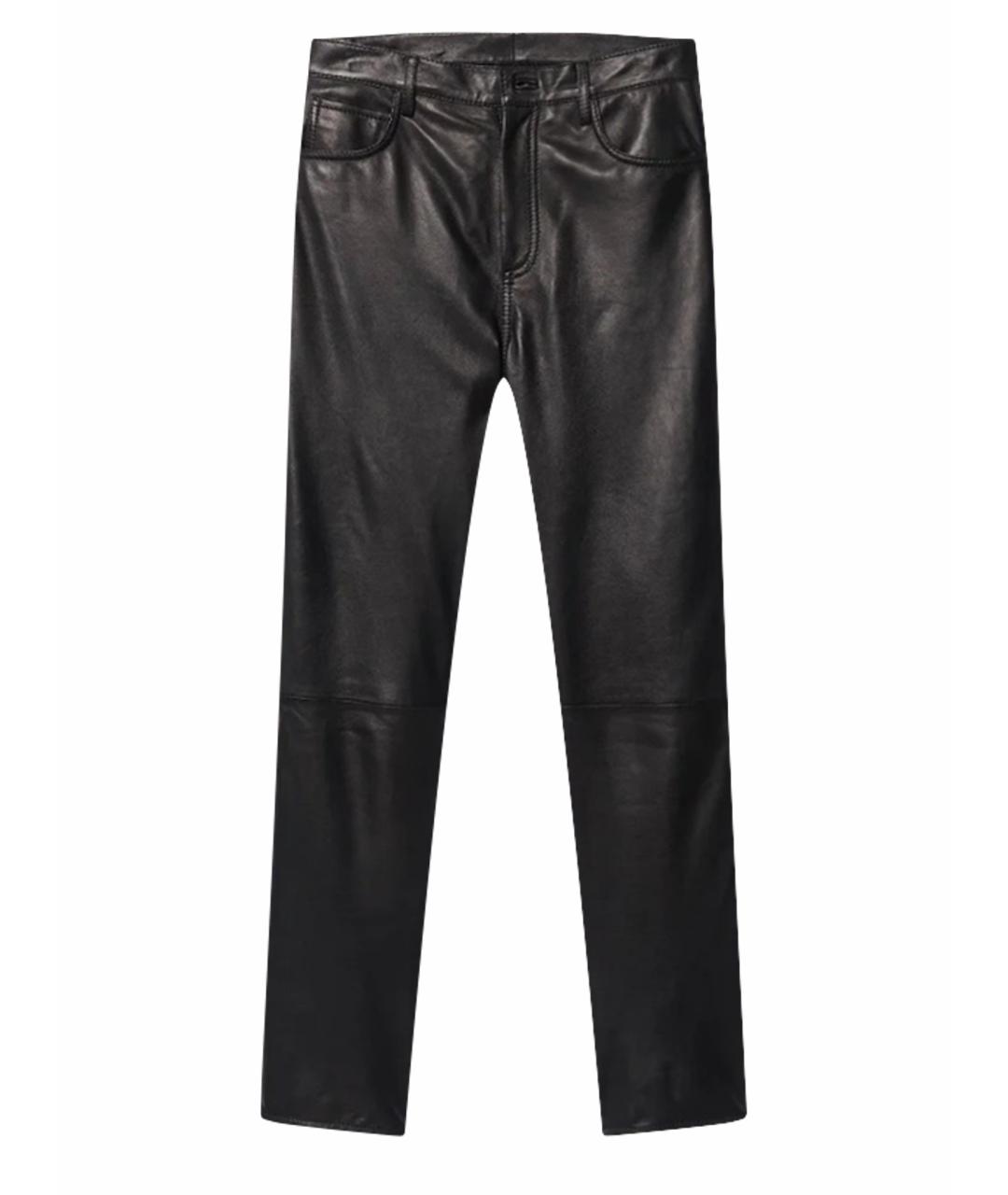 SANDRO Черные кожаные прямые брюки, фото 1