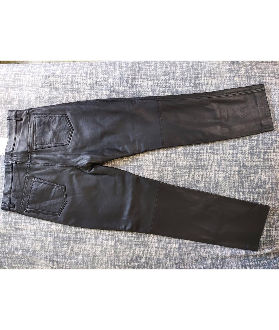 SANDRO Черные кожаные прямые брюки, фото 2