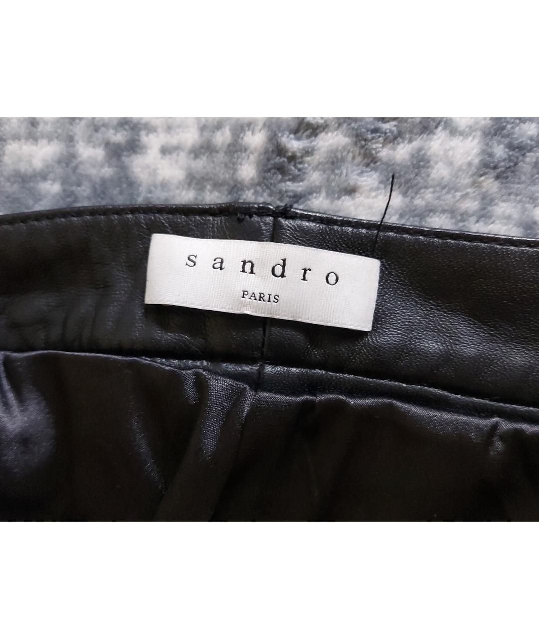SANDRO Черные кожаные прямые брюки, фото 4