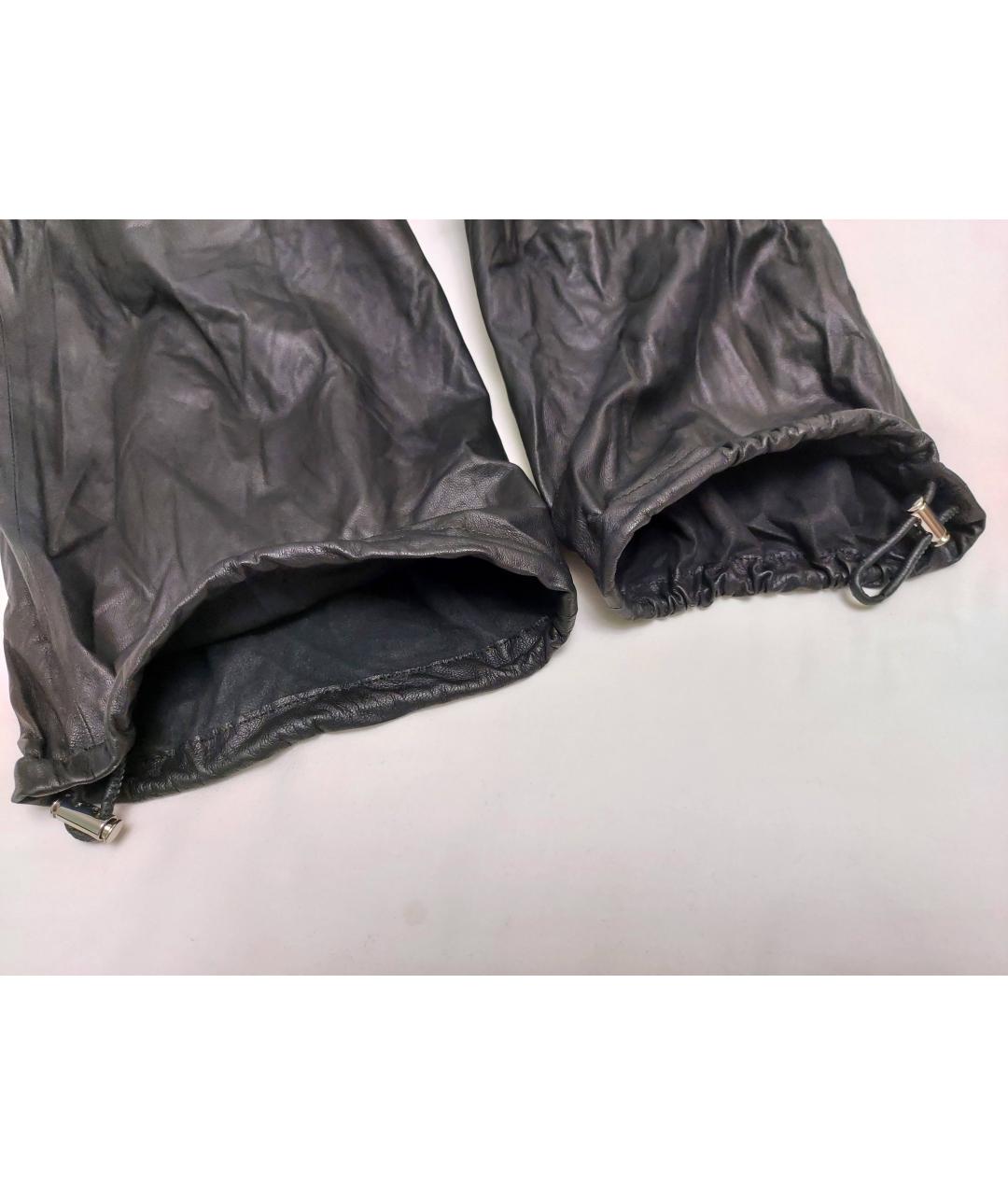 YVES SALOMON Черные кожаные прямые брюки, фото 6