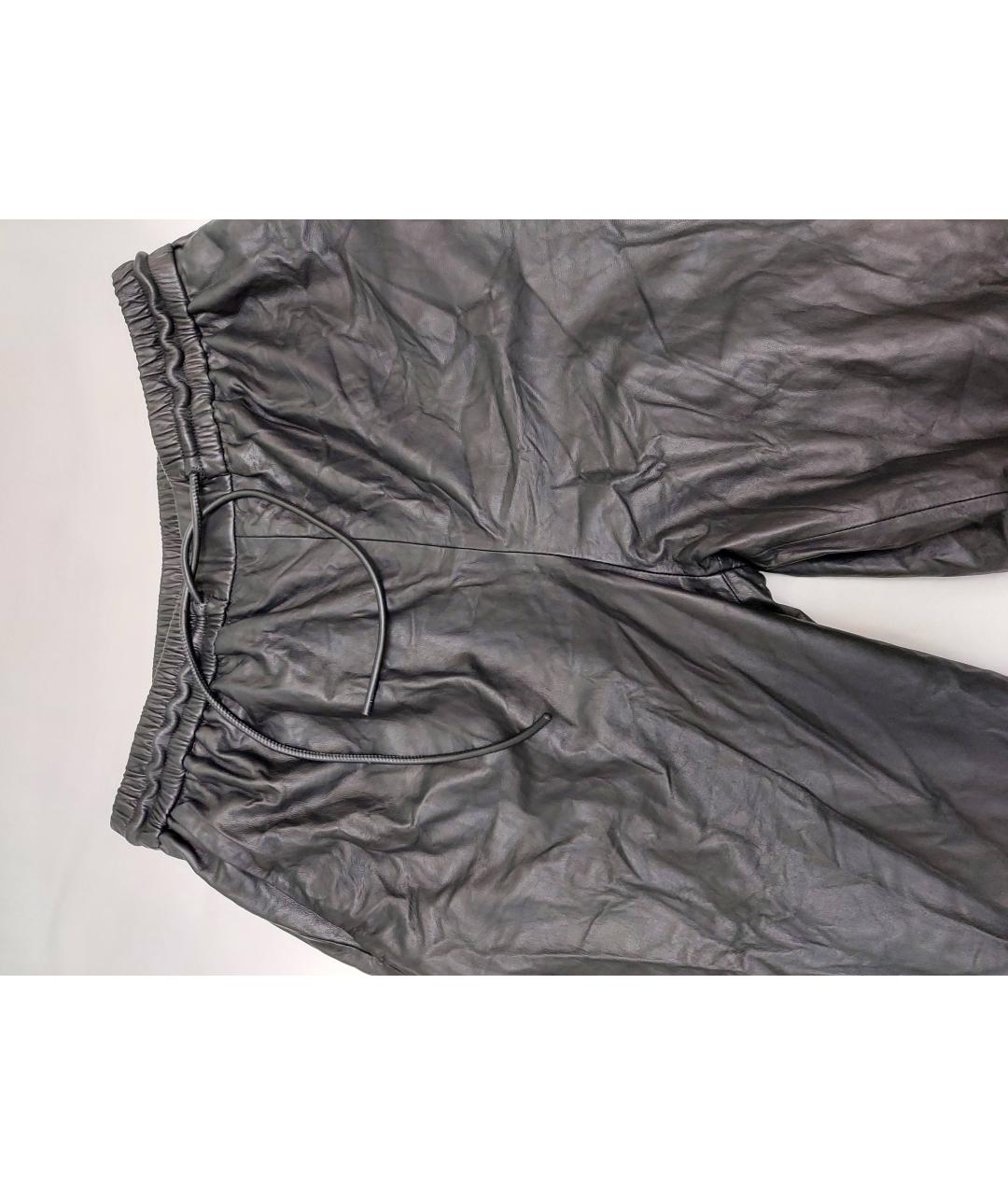 YVES SALOMON Черные кожаные прямые брюки, фото 5