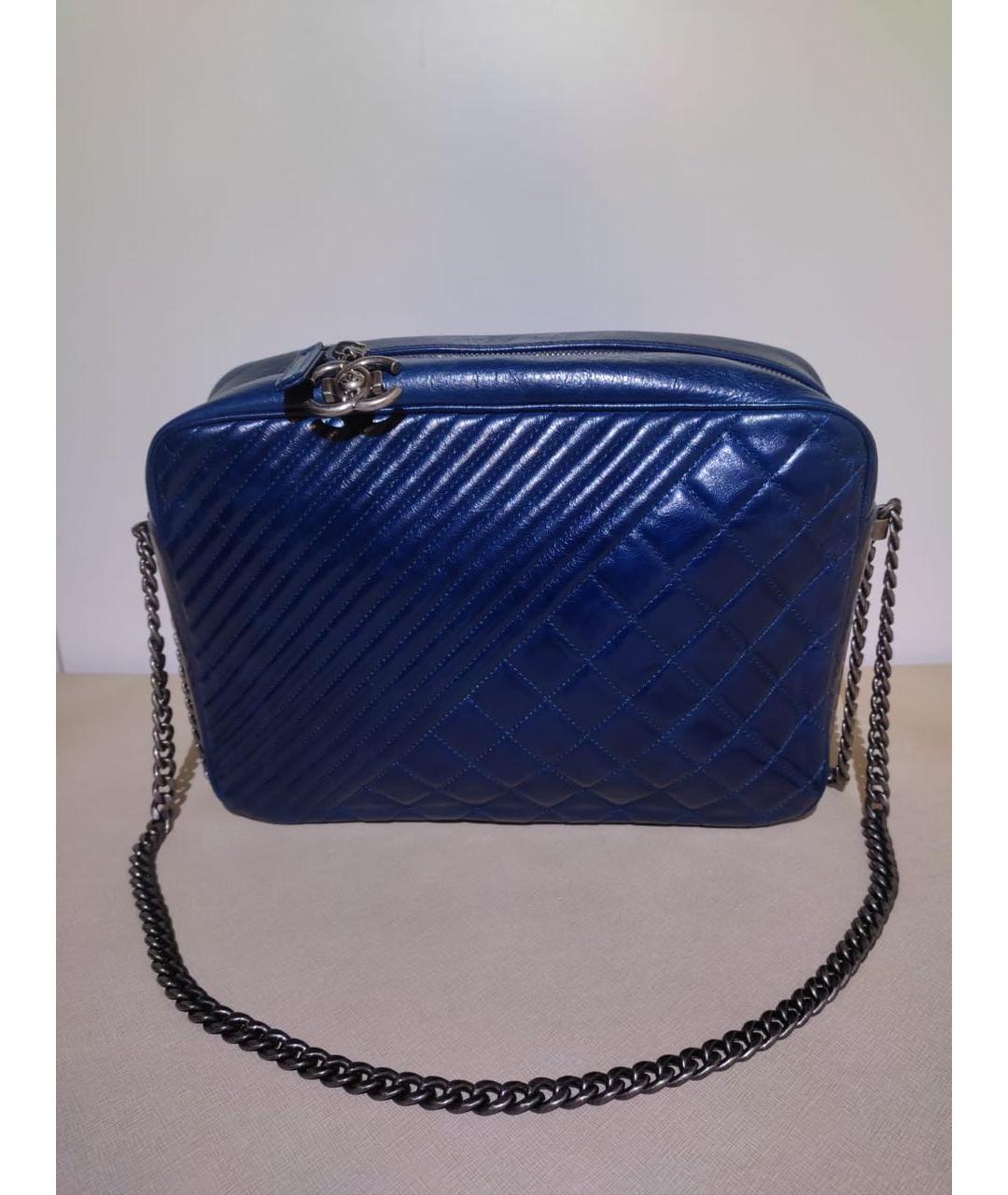 CHANEL PRE-OWNED Синяя кожаная сумка через плечо, фото 6