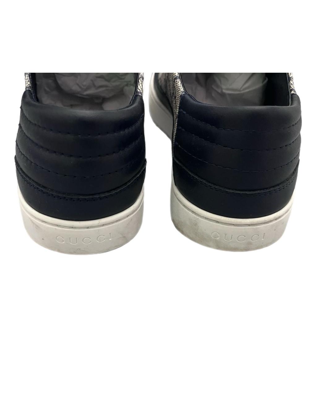 GUCCI Темно-синие кожаные низкие кроссовки / кеды, фото 4