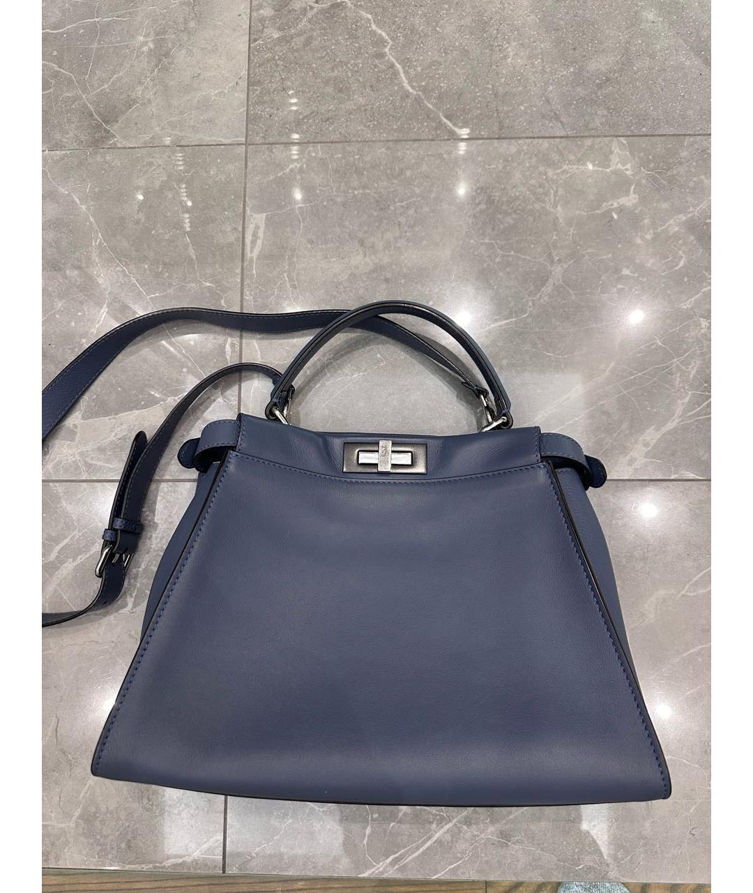 FENDI Синяя кожаная сумка через плечо, фото 3