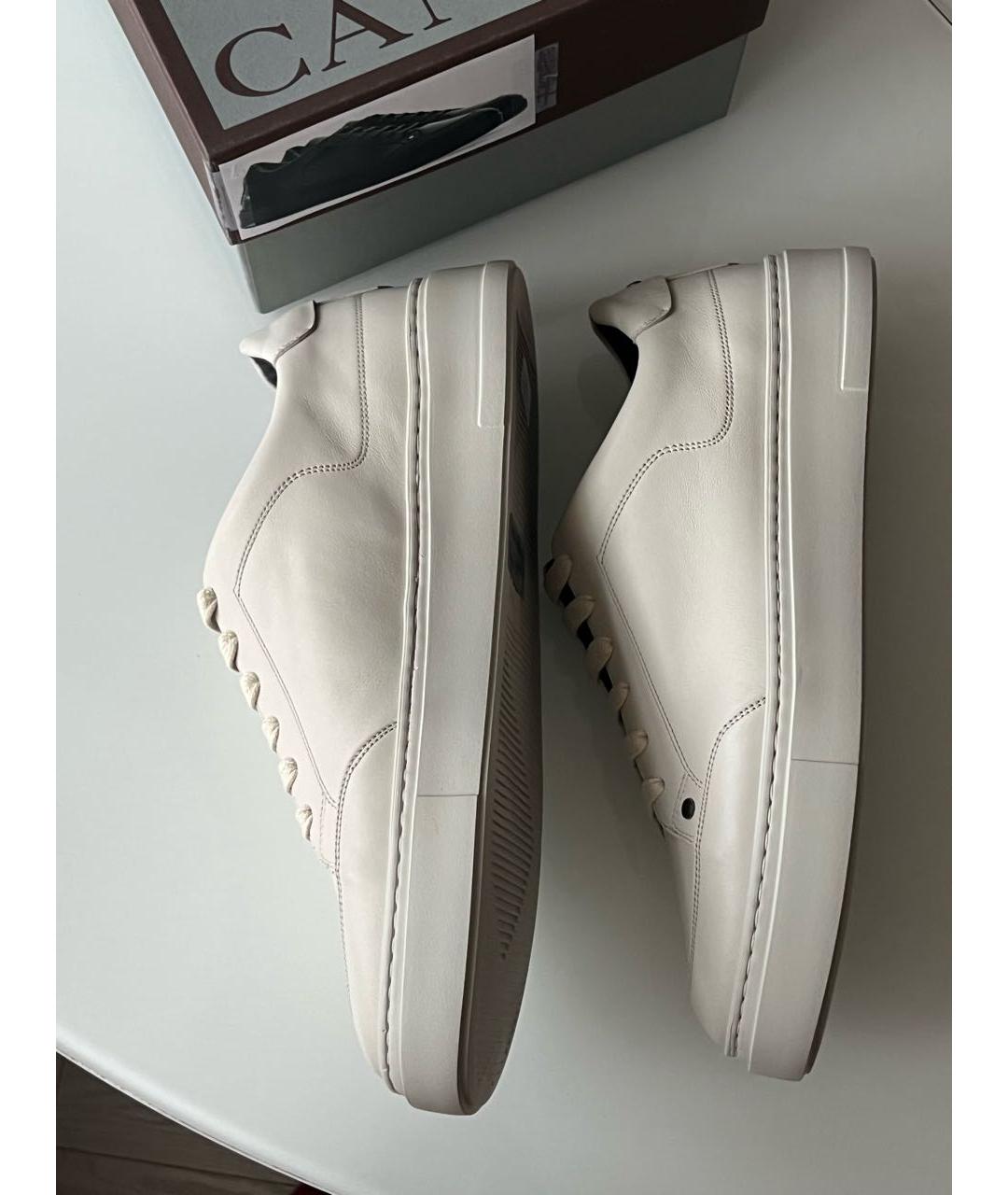 CANALI Белые кожаные низкие кроссовки / кеды, фото 5