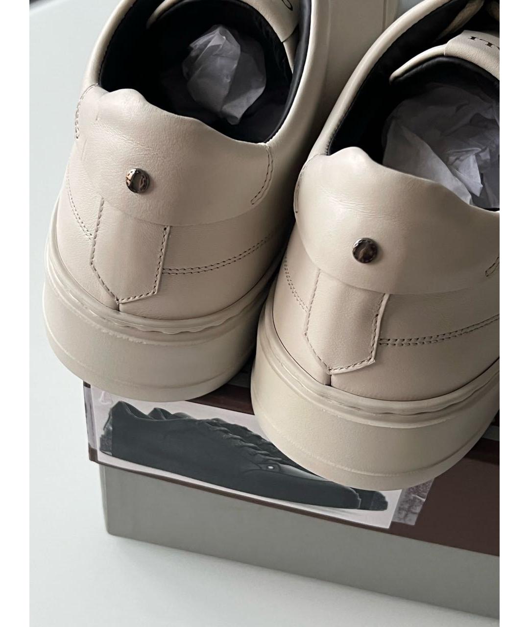 CANALI Белые кожаные низкие кроссовки / кеды, фото 6