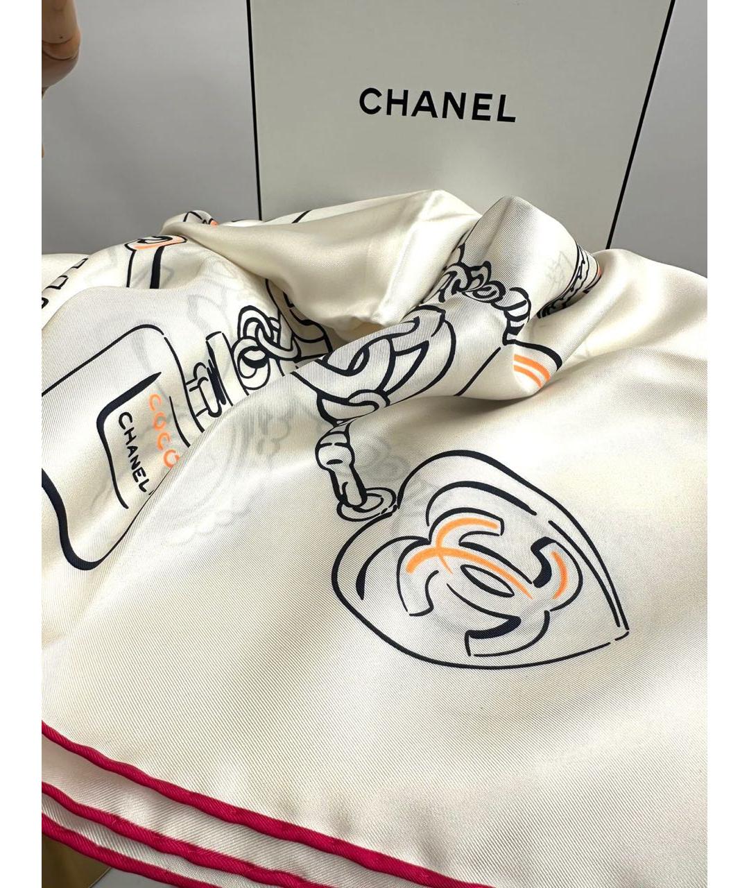 CHANEL PRE-OWNED Белый шелковый платок, фото 7