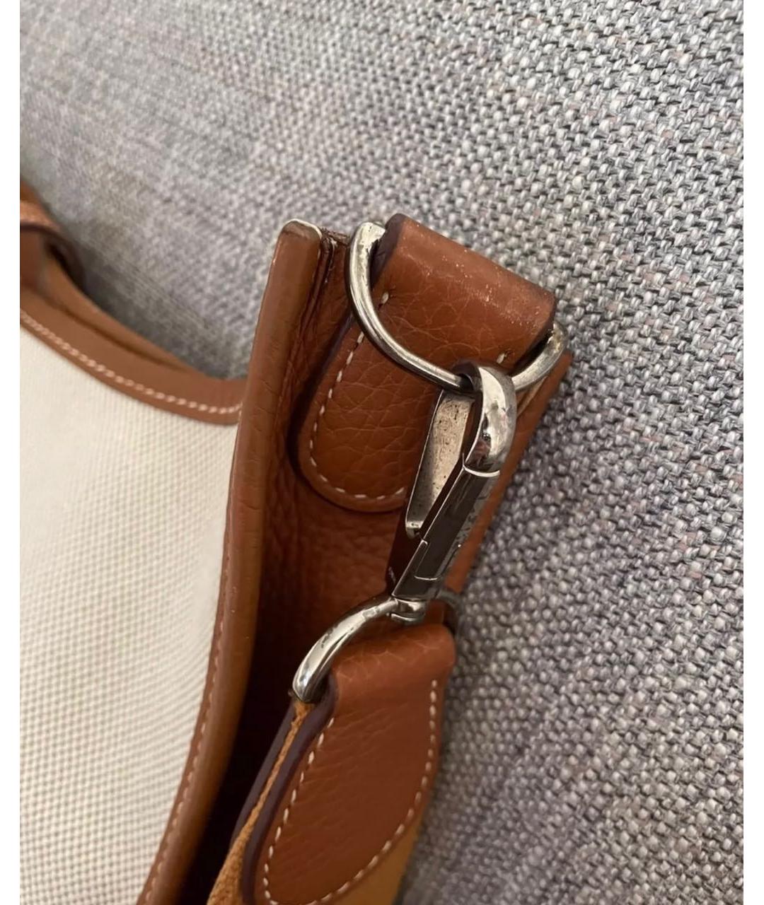 HERMES Бежевая кожаная сумка через плечо, фото 5
