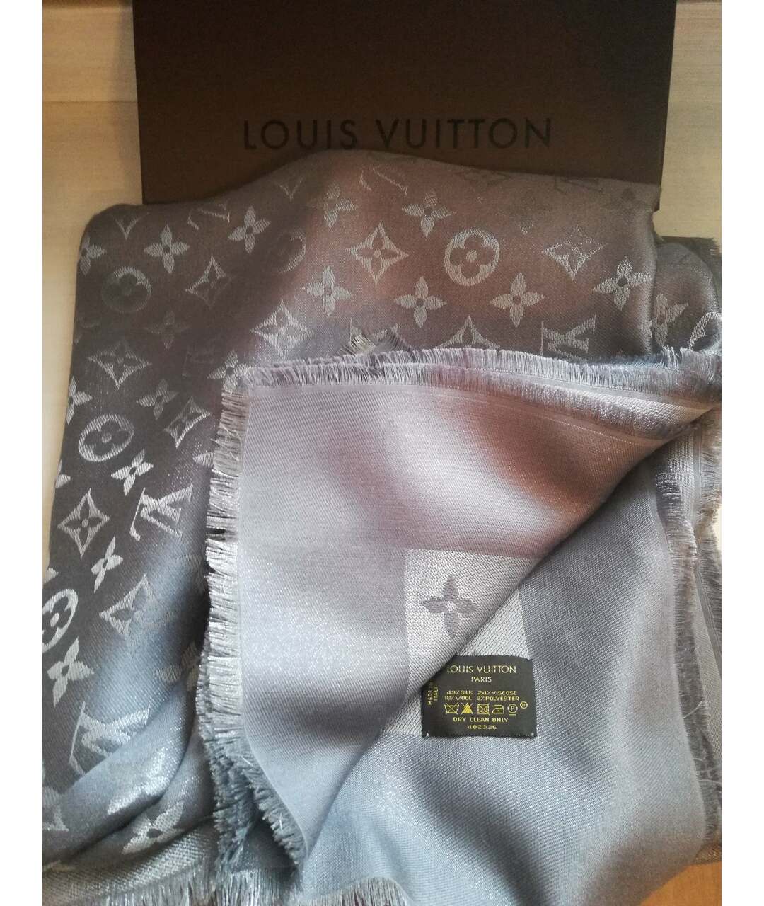 LOUIS VUITTON PRE-OWNED Серебрянный шерстяной шарф, фото 7