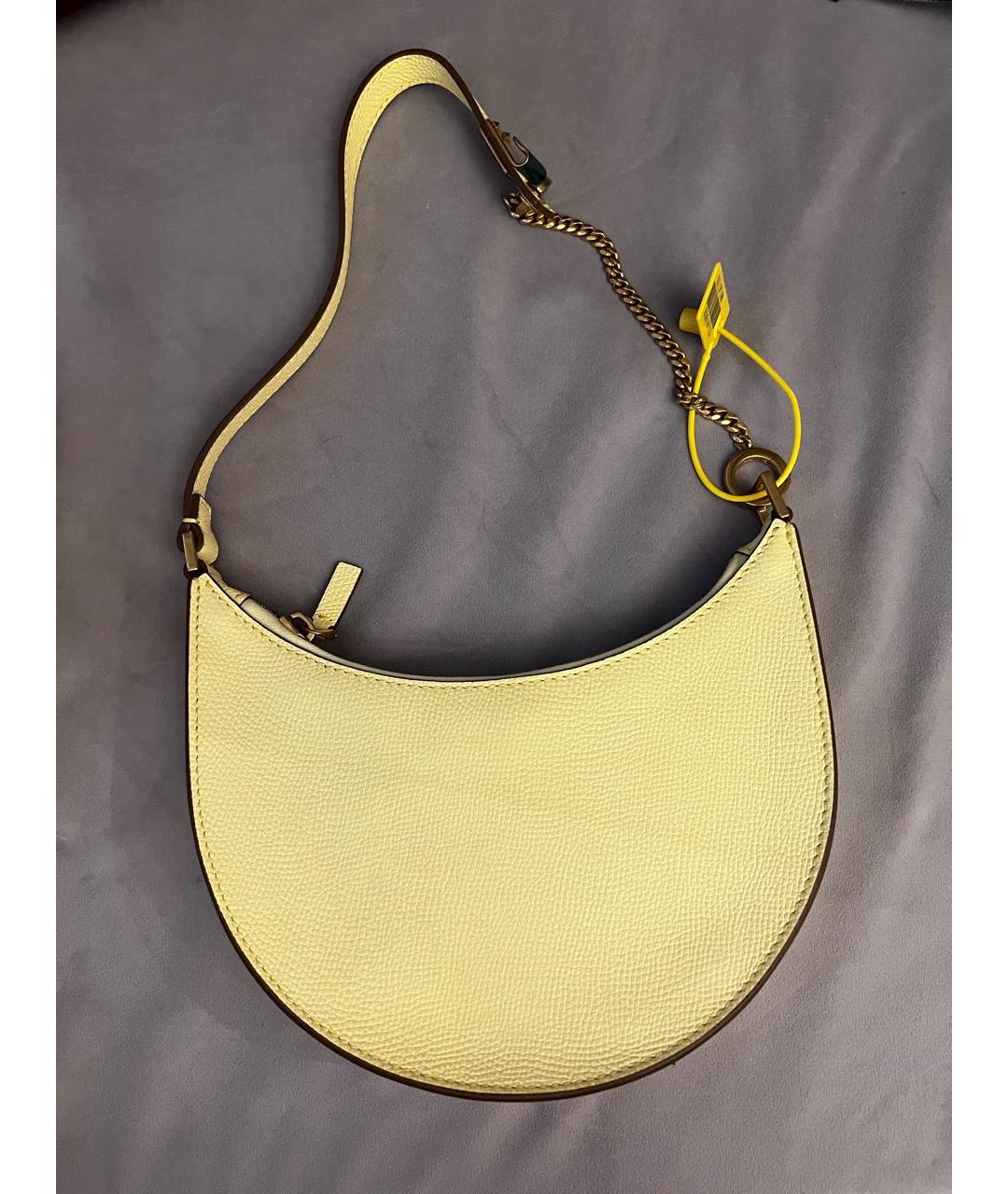 VALENTINO Желтая кожаная сумка с короткими ручками, фото 2