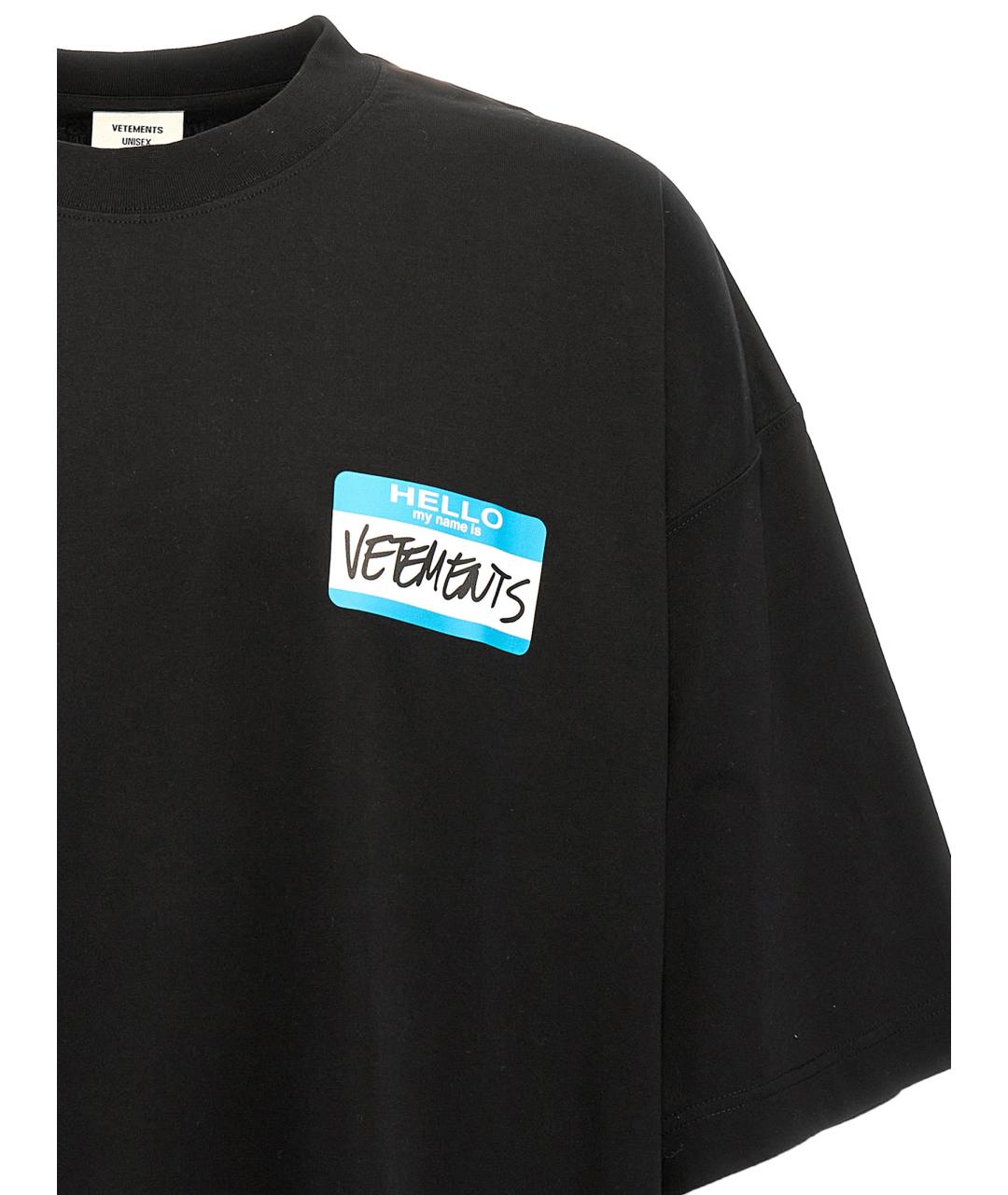 VETEMENTS Черная хлопковая футболка, фото 3