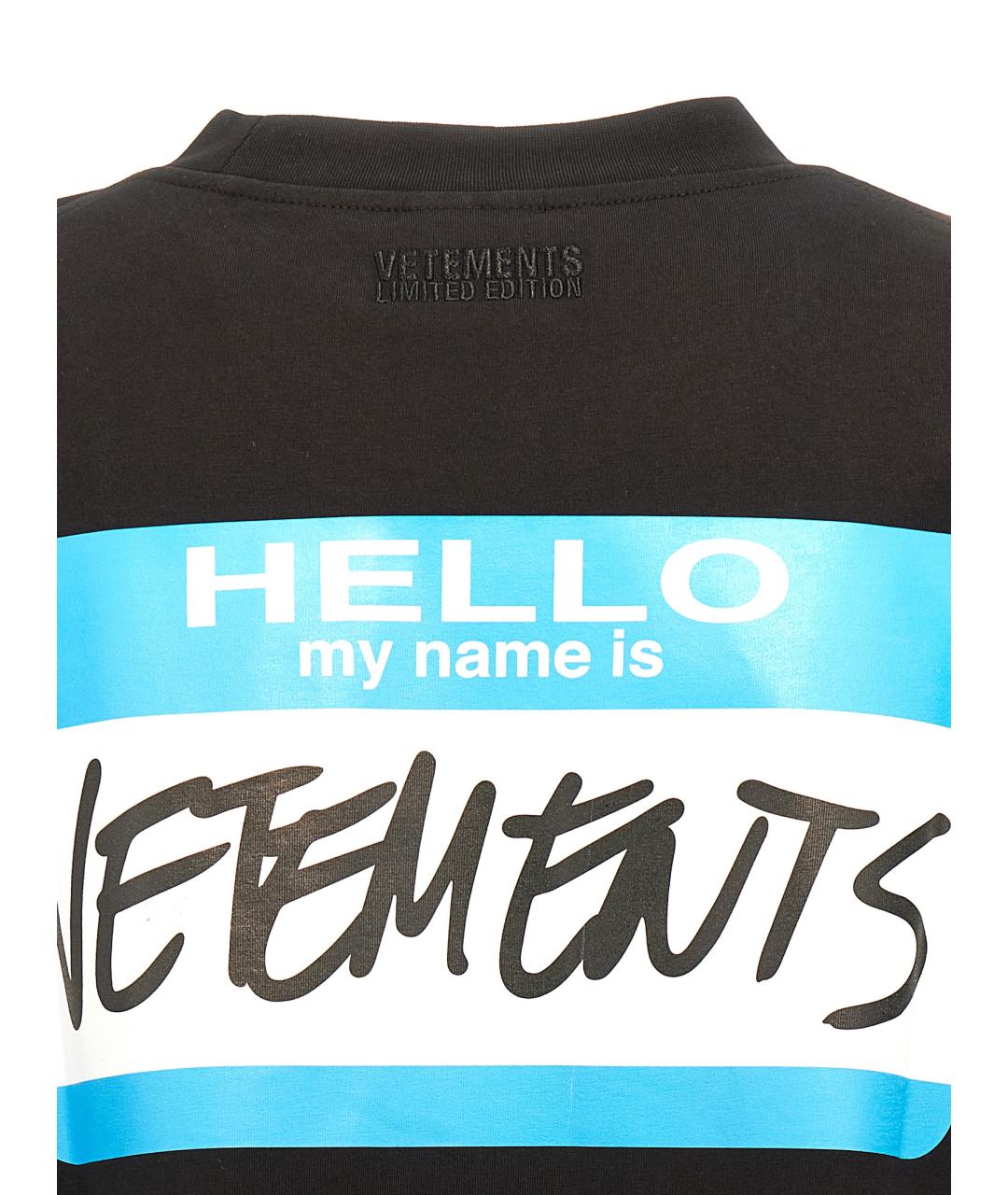 VETEMENTS Черная хлопковая футболка, фото 4