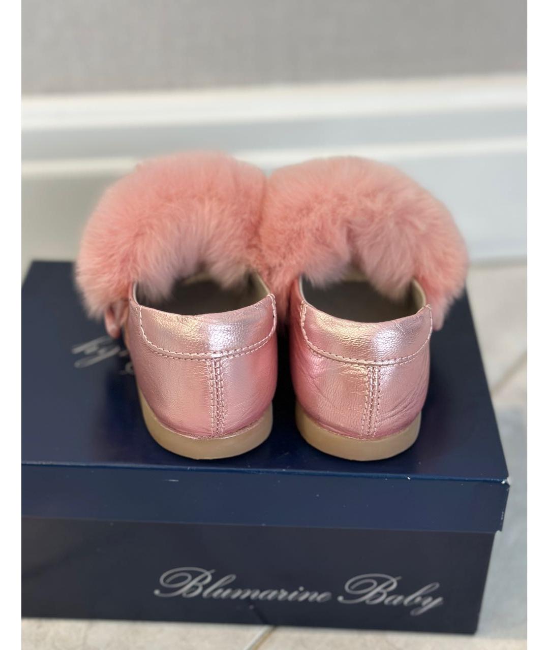 BLUMARINE BABY Розовые кожаные балетки, фото 3
