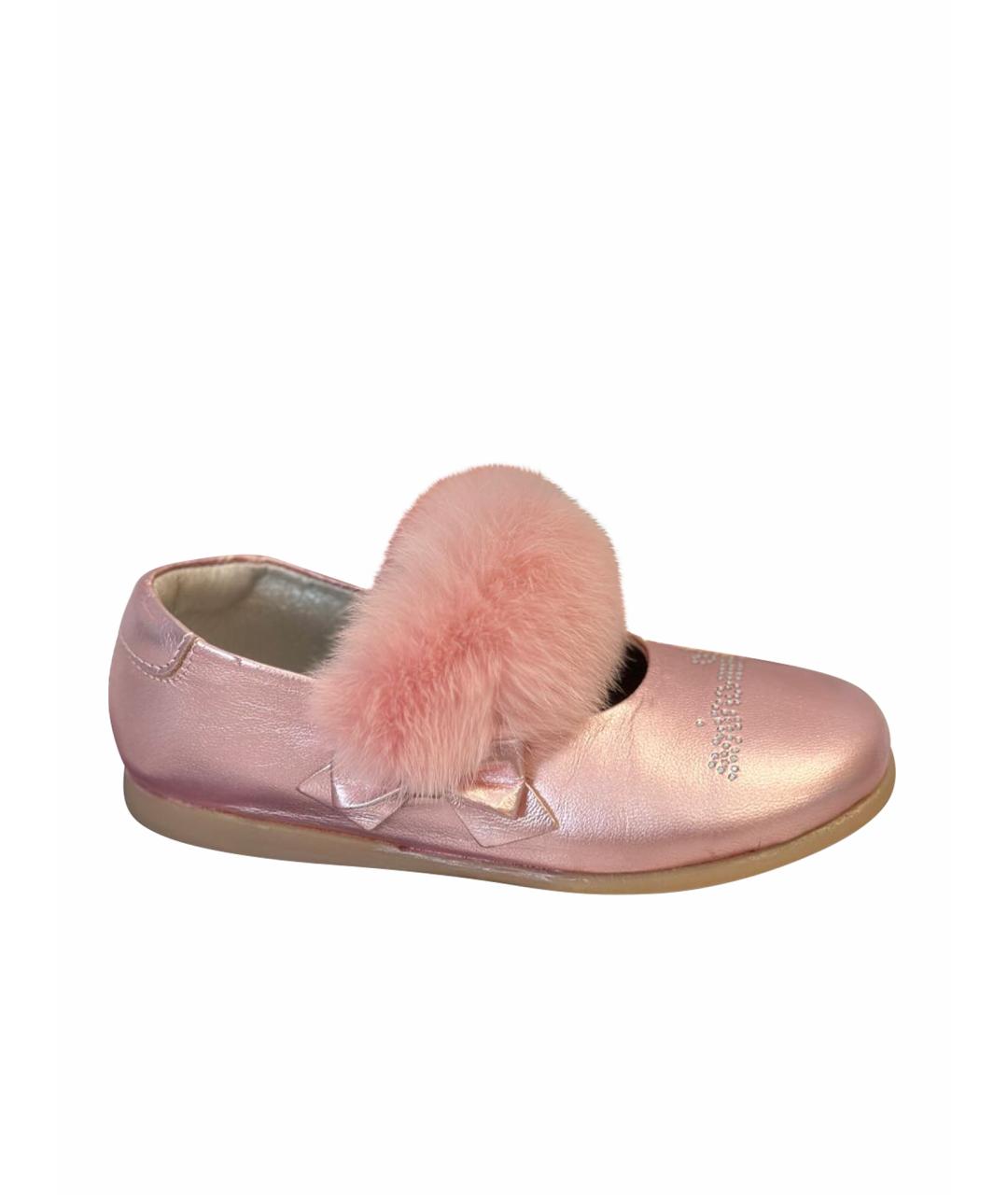 BLUMARINE BABY Розовые кожаные балетки, фото 1