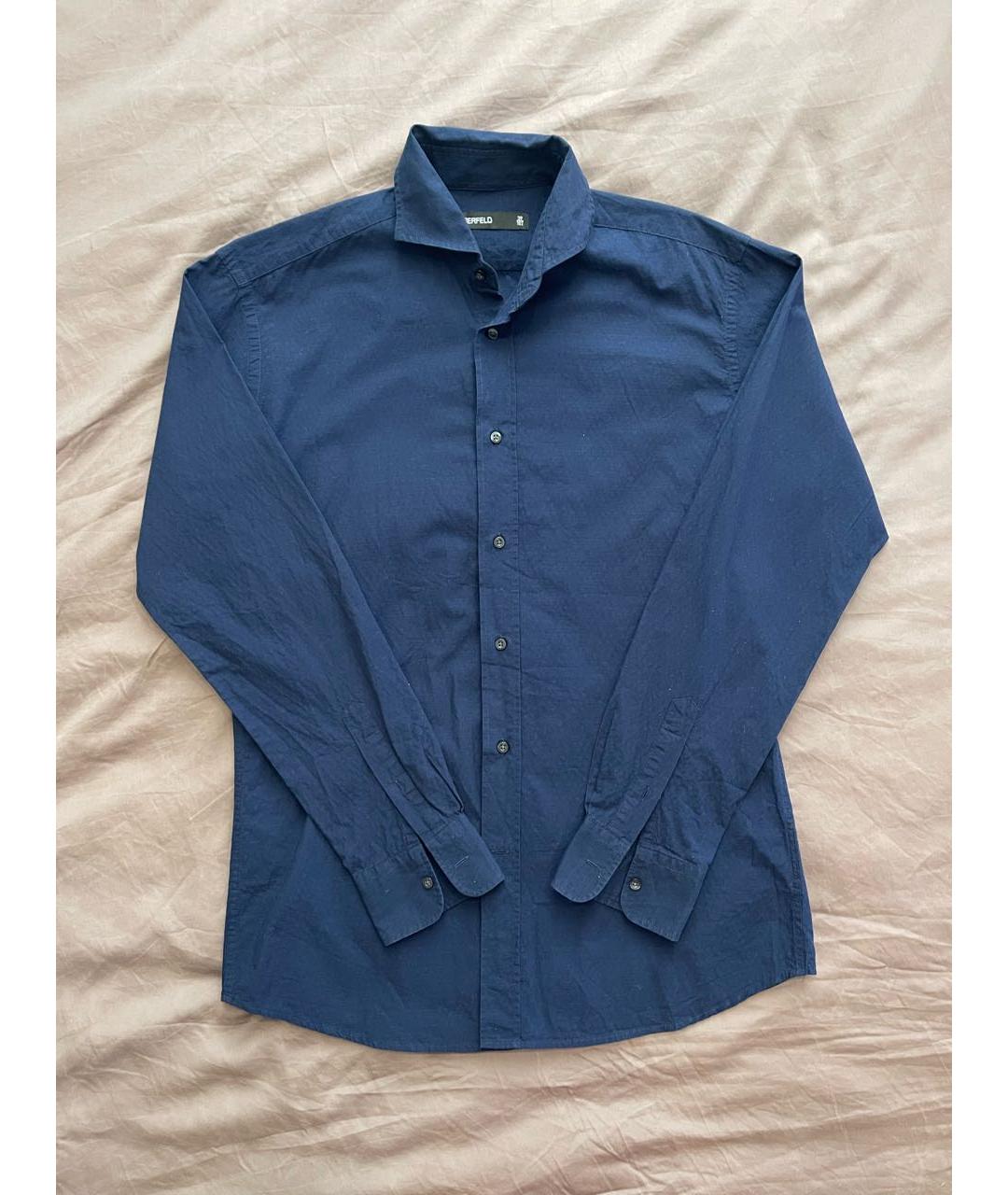 KARL LAGERFELD Темно-синяя хлопковая кэжуал рубашка, фото 6