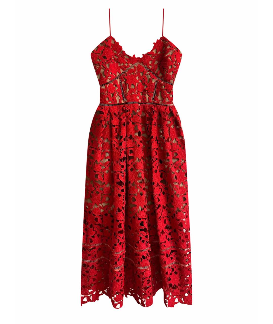 SELF-PORTRAIT Красное полиэстеровое коктейльное платье, фото 1