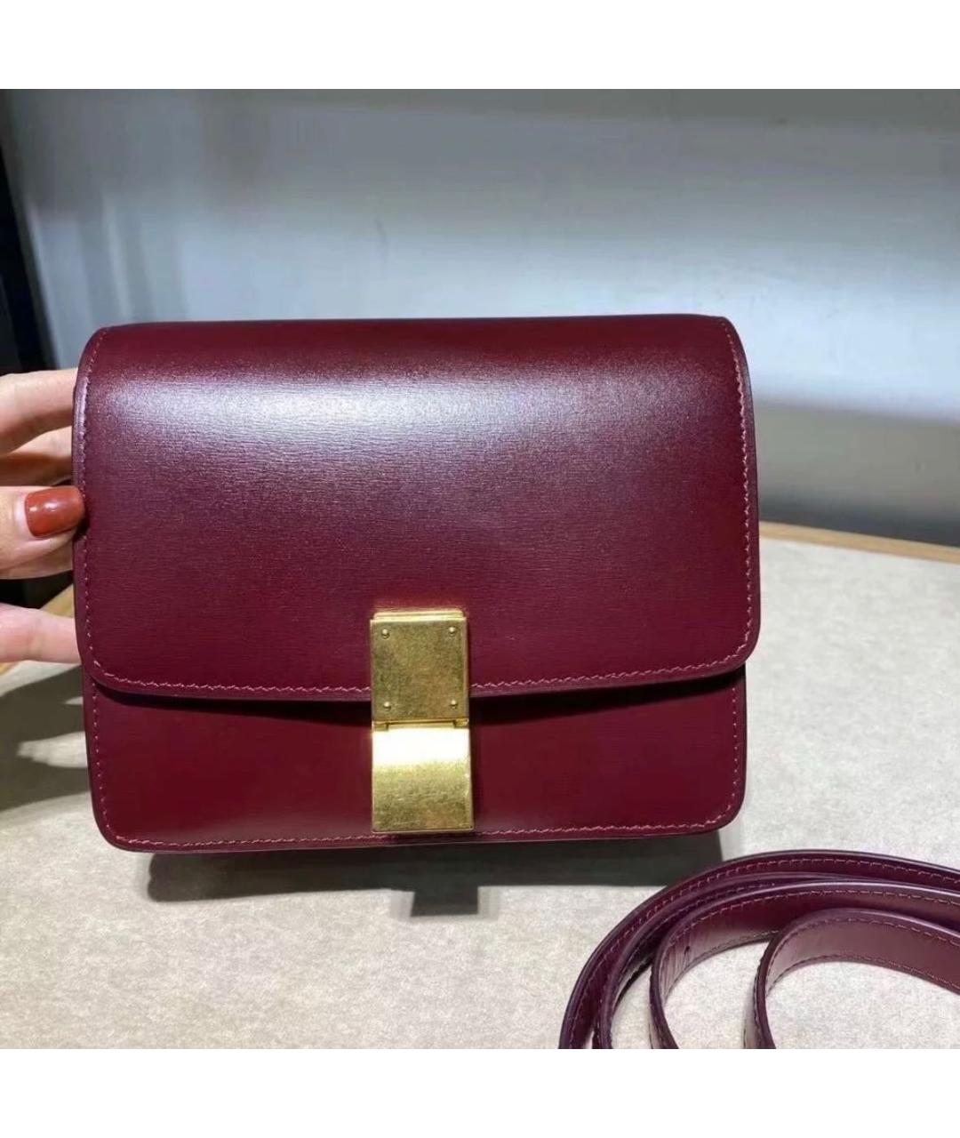 CELINE Бордовая кожаная сумка через плечо, фото 2