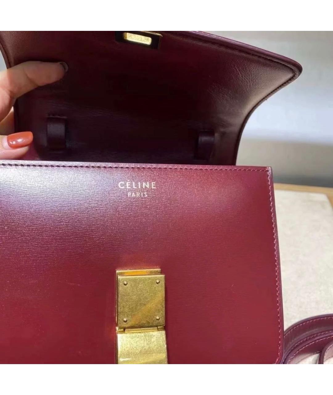 CELINE Бордовая кожаная сумка через плечо, фото 6
