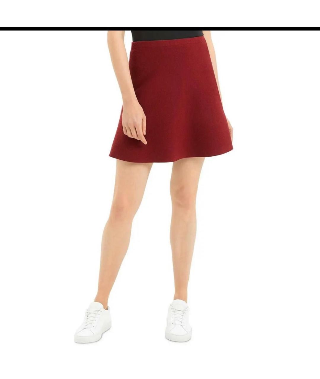 THEORY Бордовая шерстяная юбка мини, фото 2