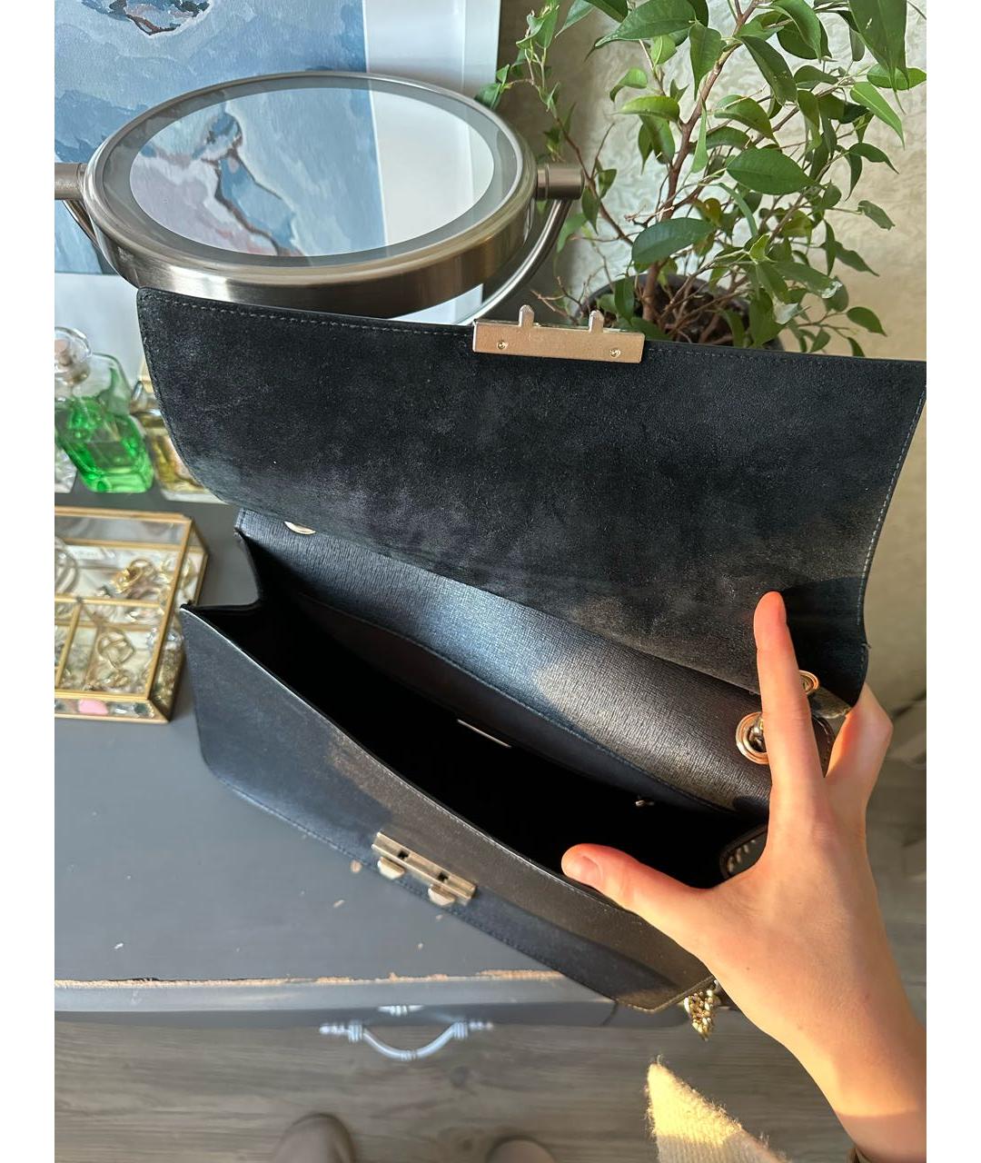 FURLA Черная кожаная сумка через плечо, фото 4
