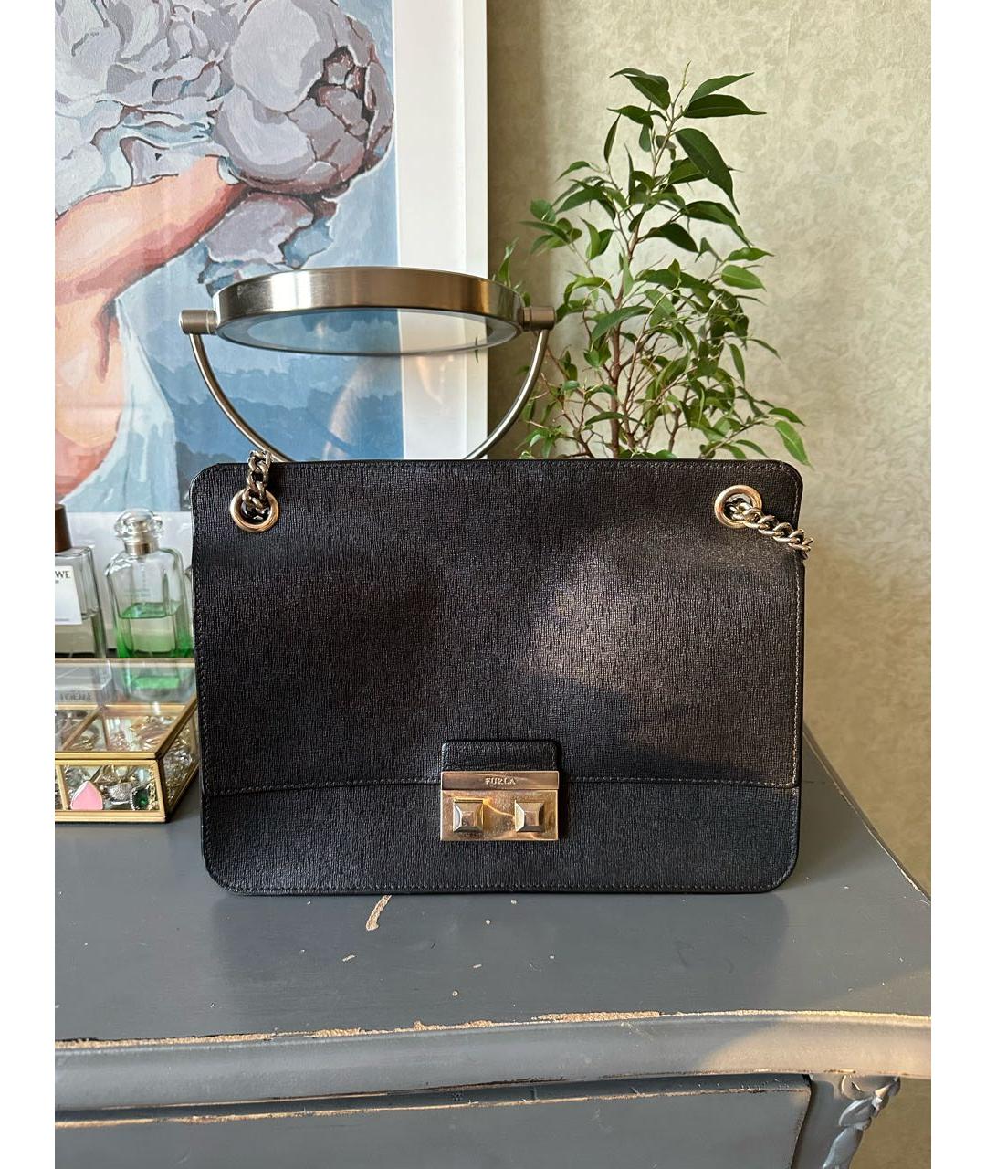 FURLA Черная кожаная сумка через плечо, фото 5