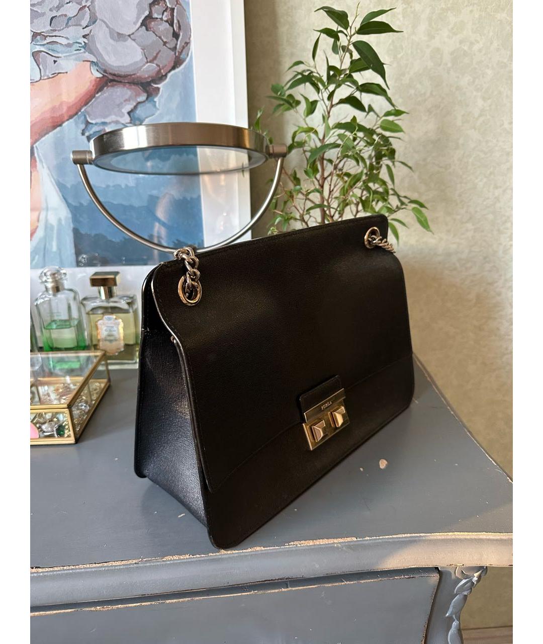 FURLA Черная кожаная сумка через плечо, фото 2