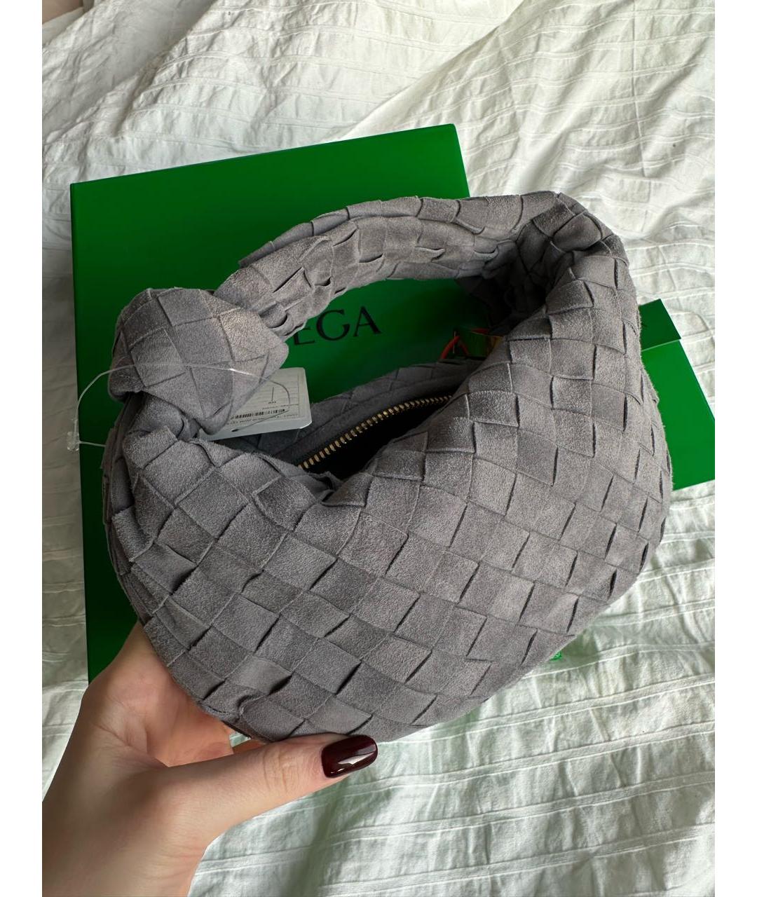 BOTTEGA VENETA Серая замшевая сумка с короткими ручками, фото 6