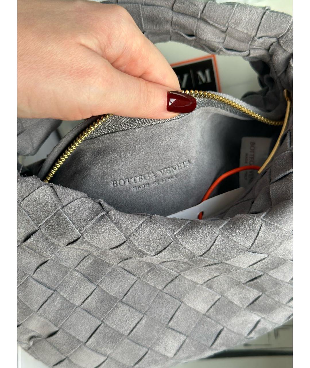 BOTTEGA VENETA Серая замшевая сумка с короткими ручками, фото 5