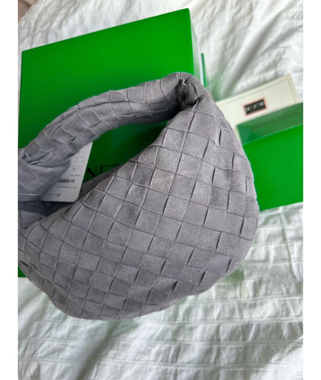 BOTTEGA VENETA Серая замшевая сумка с короткими ручками, фото 4