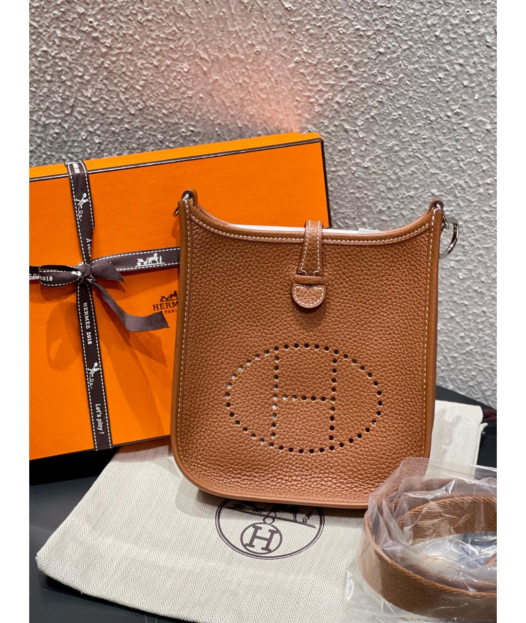 HERMES Оранжевая кожаная сумка через плечо, фото 10