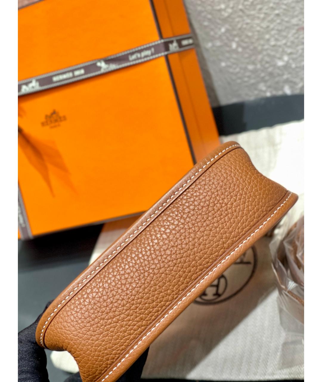HERMES Оранжевая кожаная сумка через плечо, фото 3