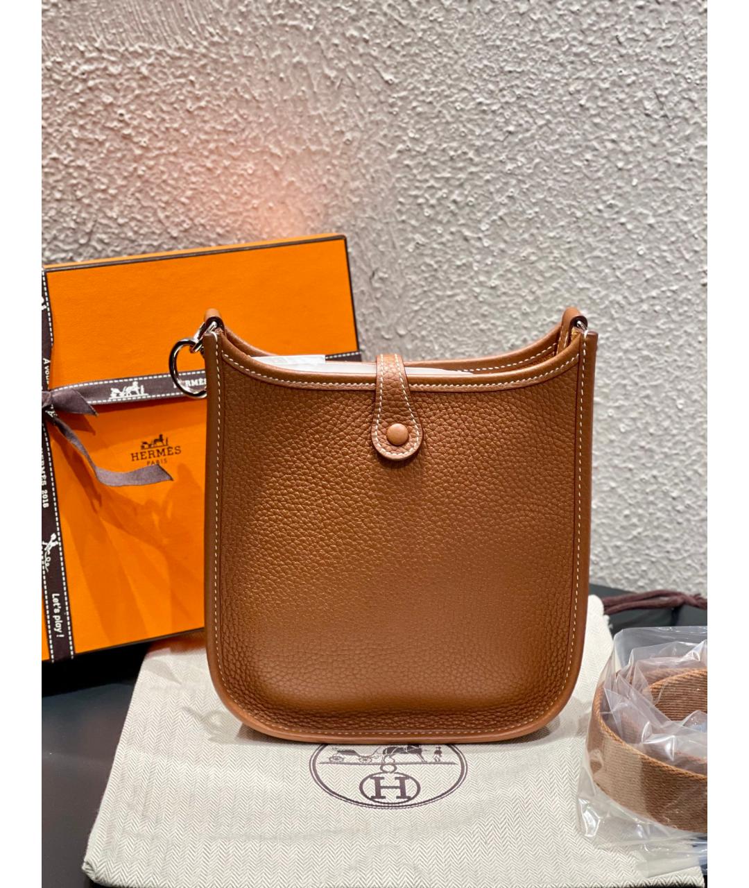 HERMES Оранжевая кожаная сумка через плечо, фото 2