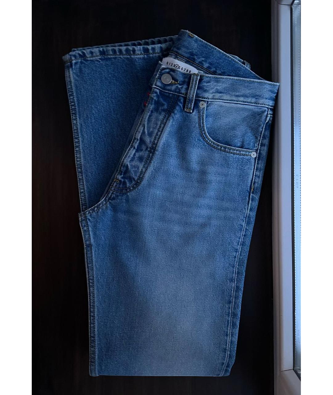 MAISON MARGIELA Голубые хлопковые прямые джинсы, фото 6