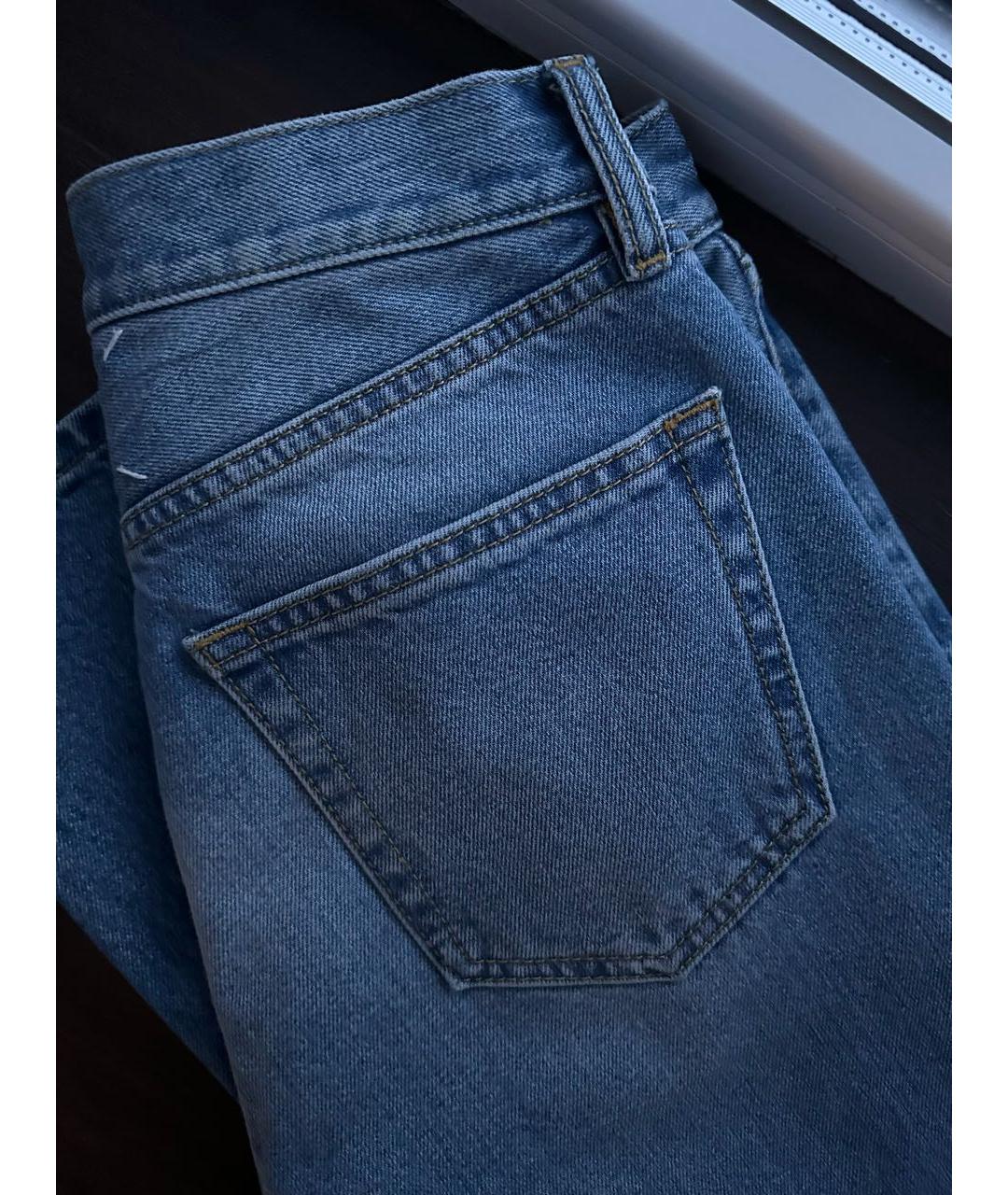 MAISON MARGIELA Голубые хлопковые прямые джинсы, фото 4