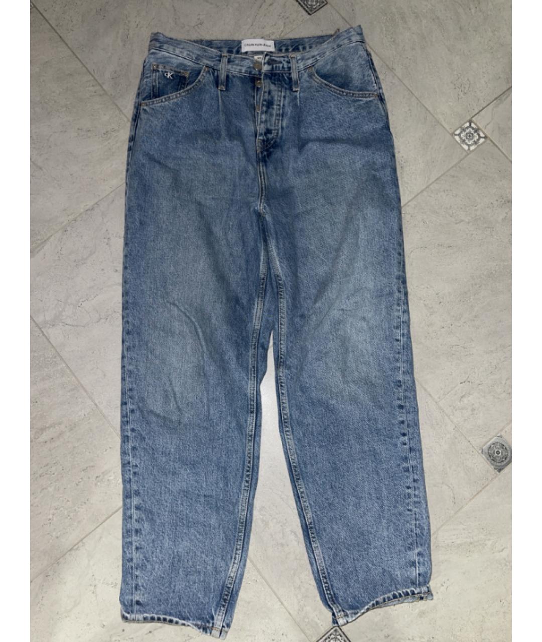 CALVIN KLEIN JEANS Голубые хлопковые прямые джинсы, фото 5