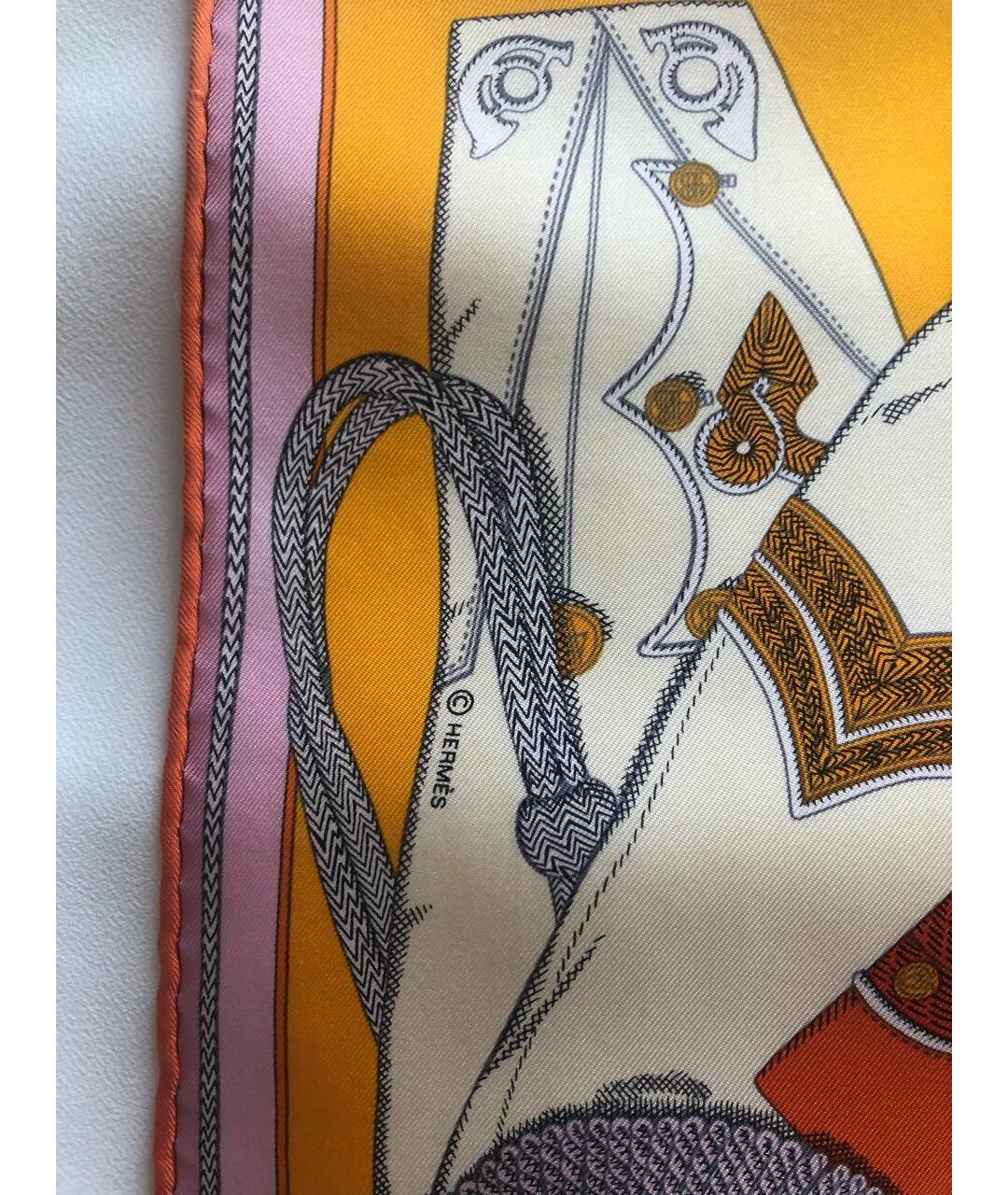 HERMES PRE-OWNED Оранжевый шелковый шарф, фото 6