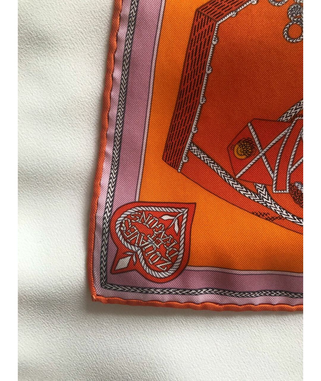 HERMES PRE-OWNED Оранжевый шелковый шарф, фото 5