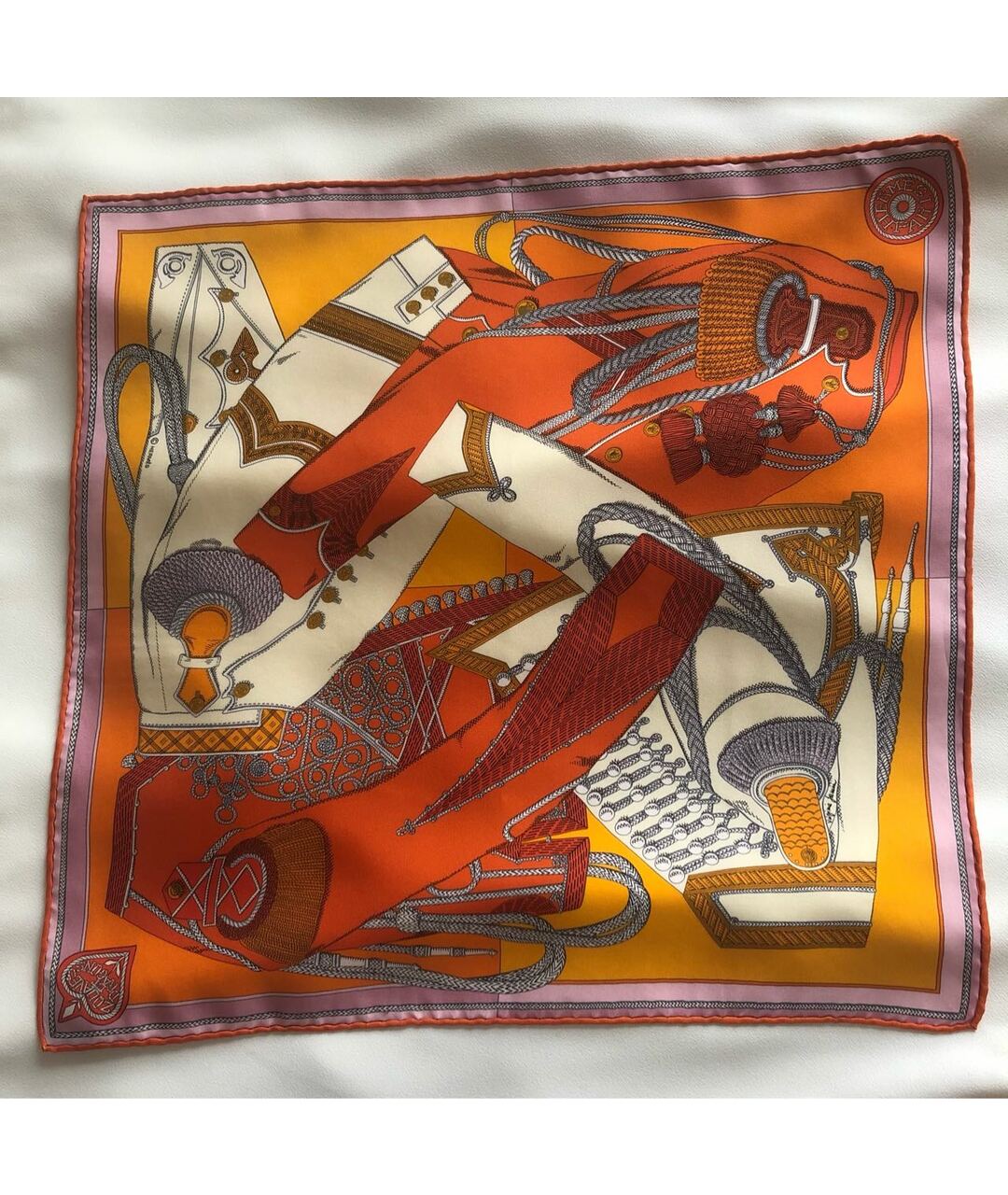 HERMES PRE-OWNED Оранжевый шелковый шарф, фото 7