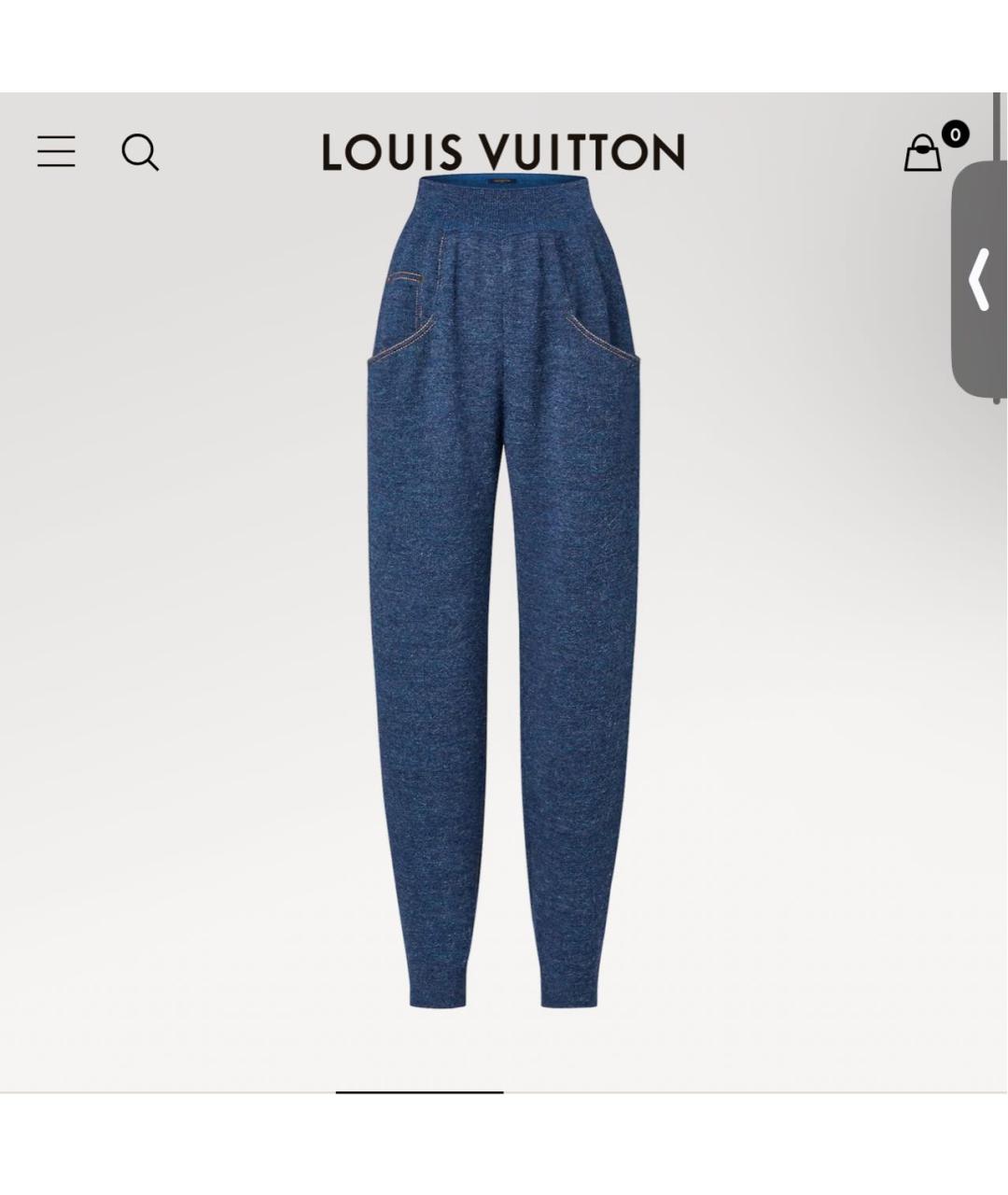 LOUIS VUITTON PRE-OWNED Синие шерстяные брюки широкие, фото 4