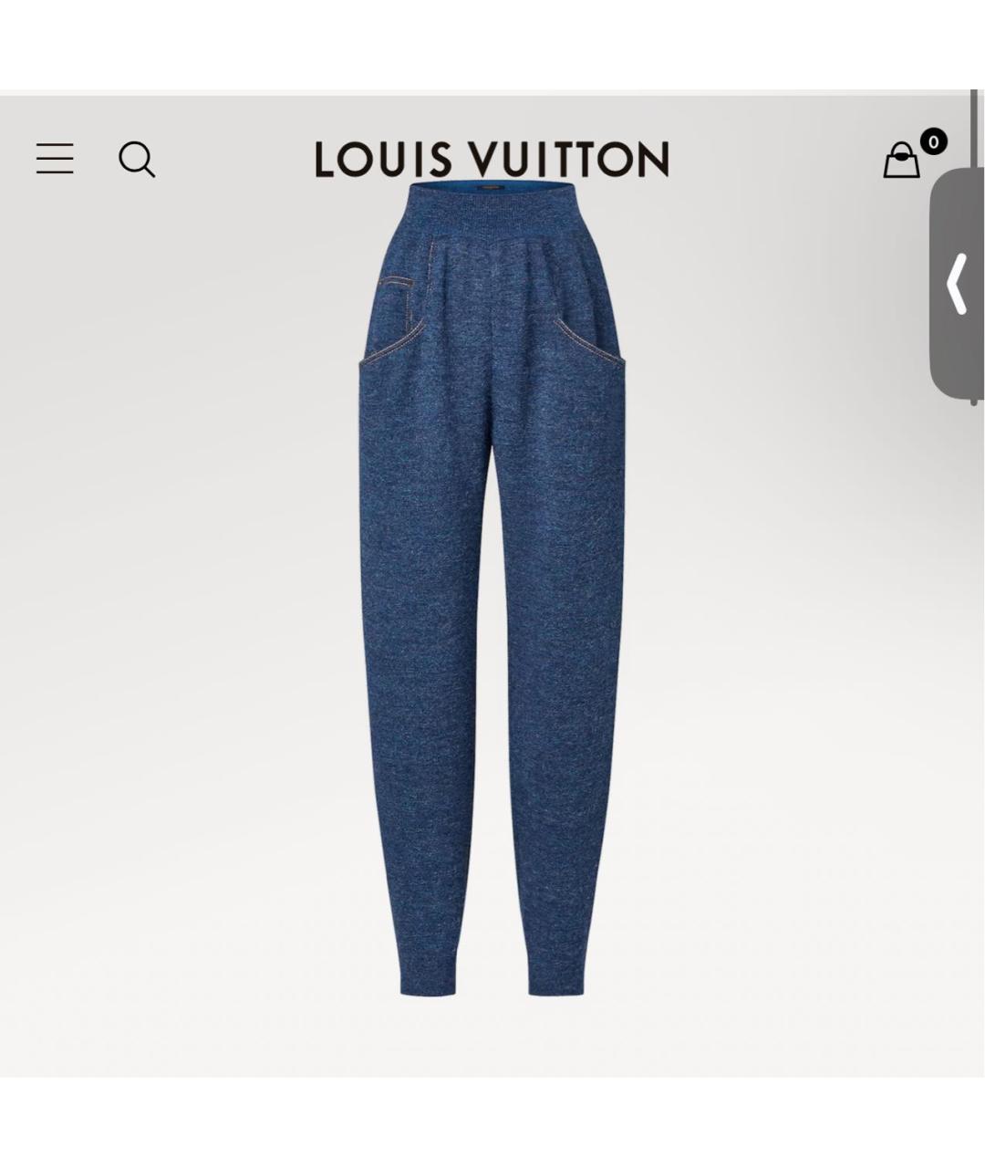 LOUIS VUITTON PRE-OWNED Синие шерстяные брюки широкие, фото 5