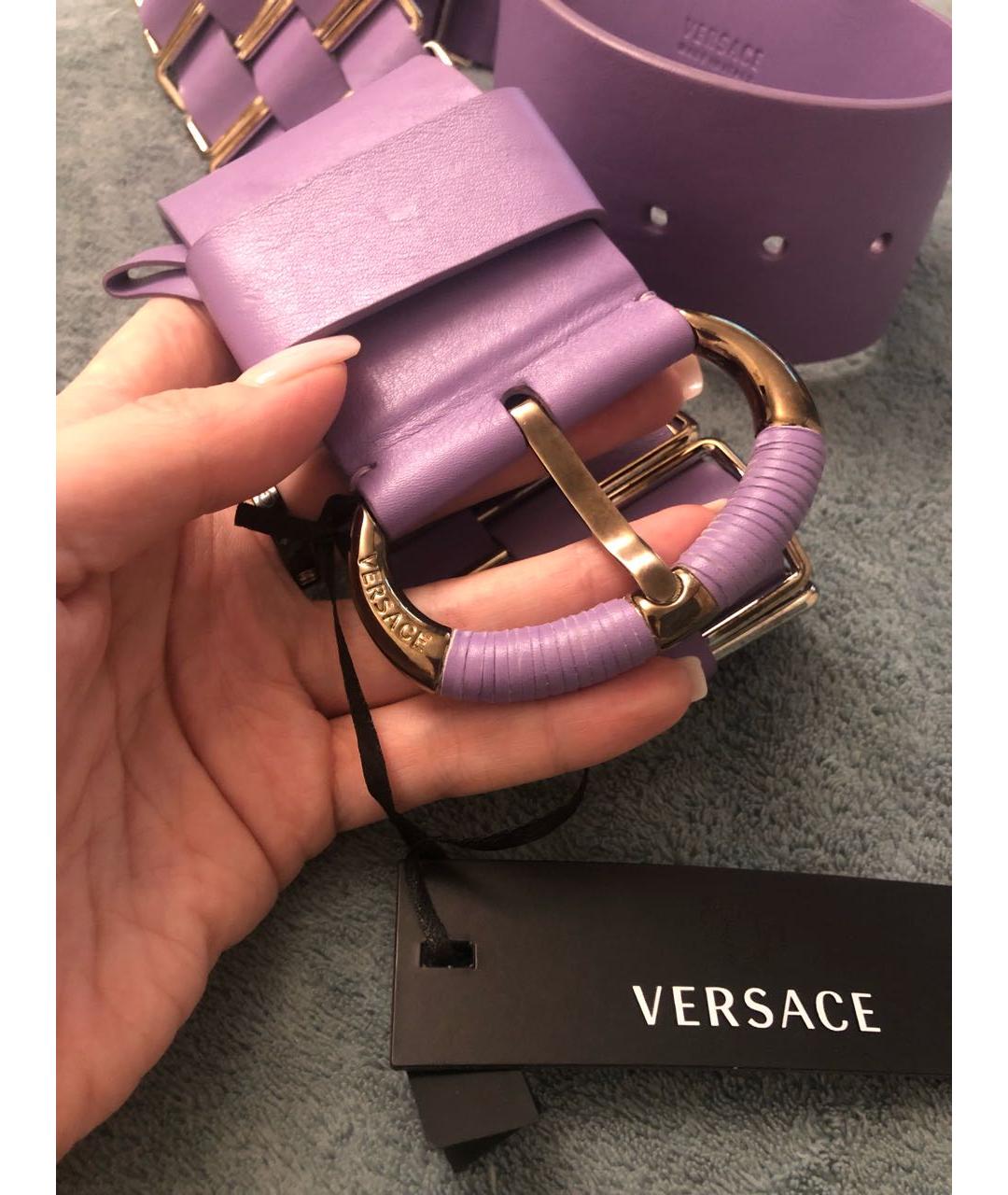 VERSACE Фиолетовый кожаный ремень, фото 7