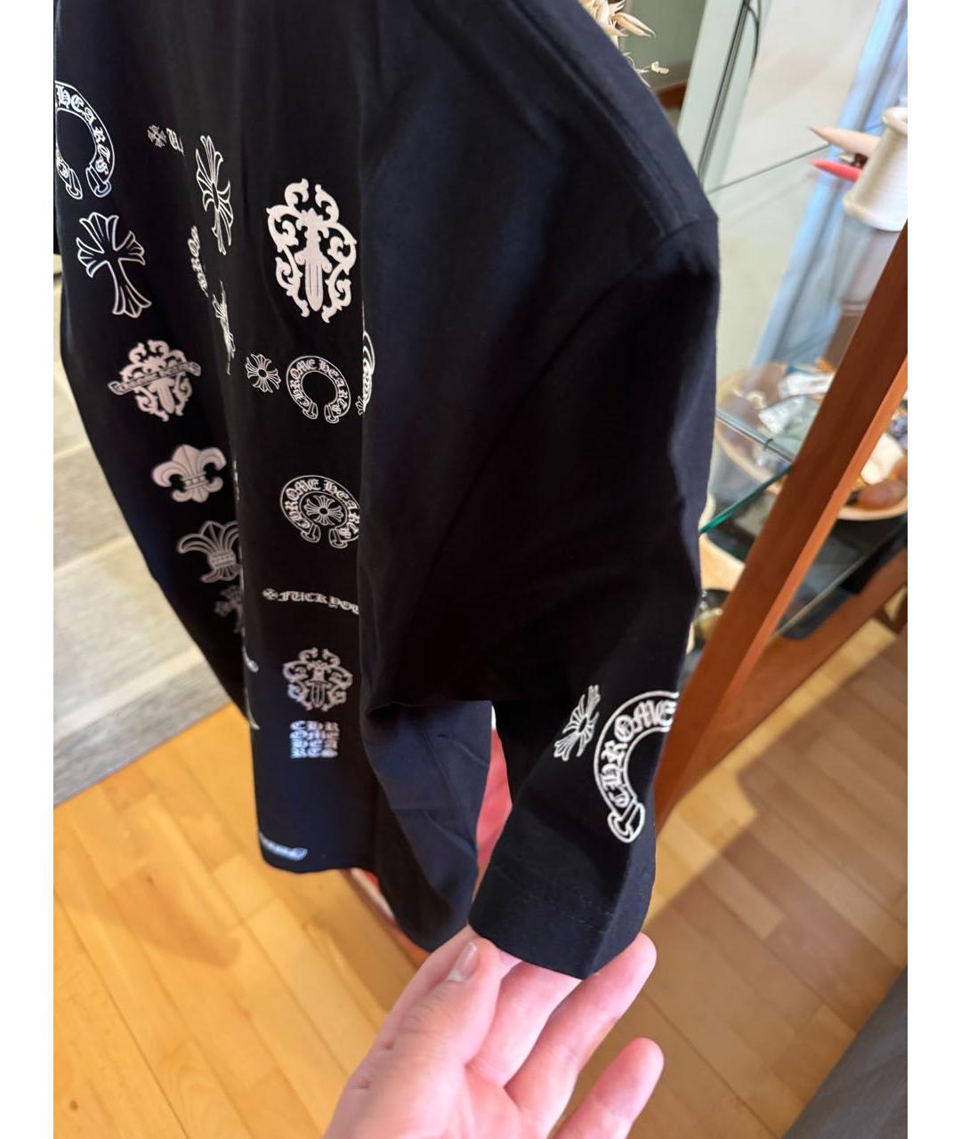 CHROME HEARTS Черная хлопковая футболка, фото 4