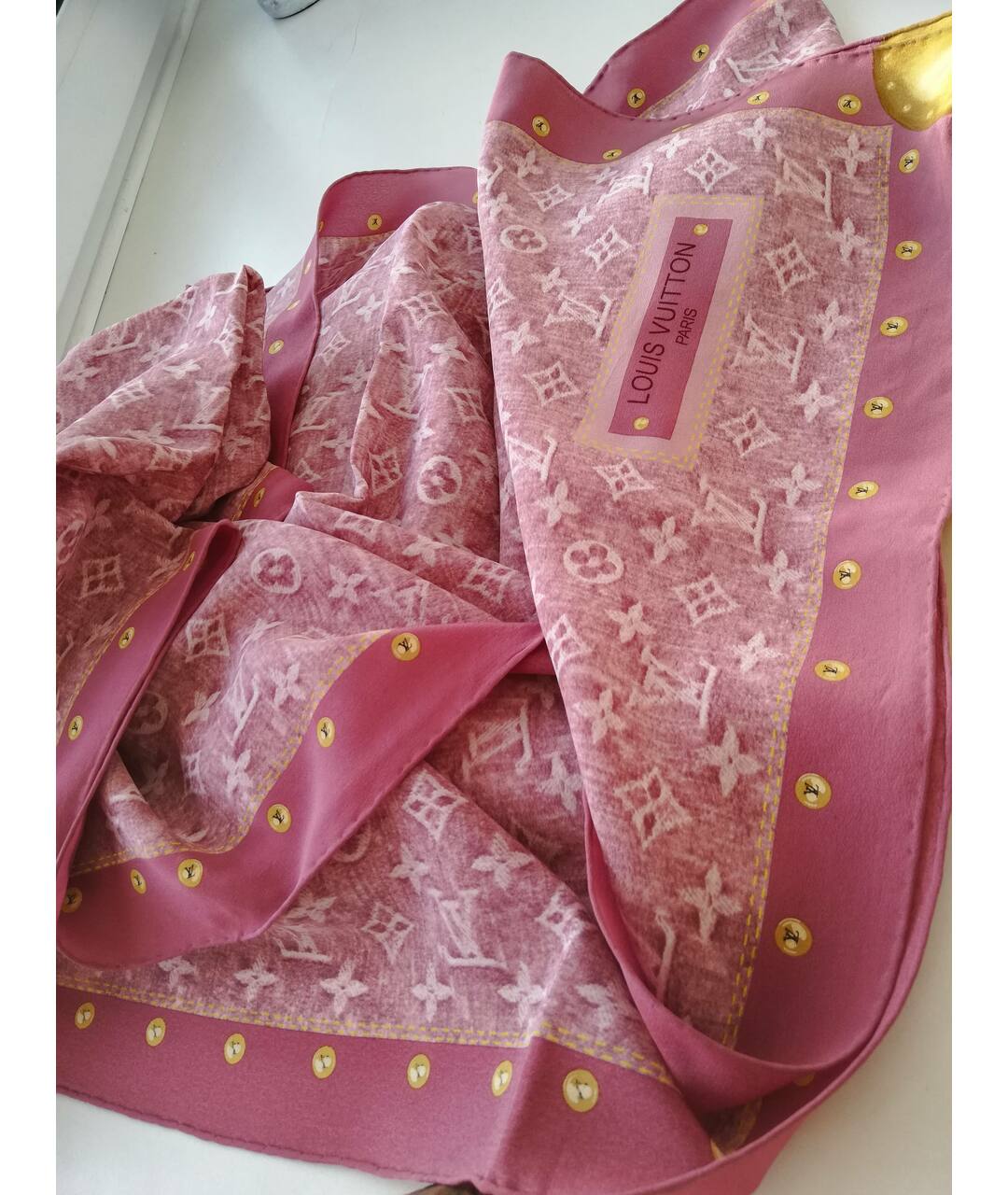 LOUIS VUITTON PRE-OWNED Розовый шелковый шарф, фото 8